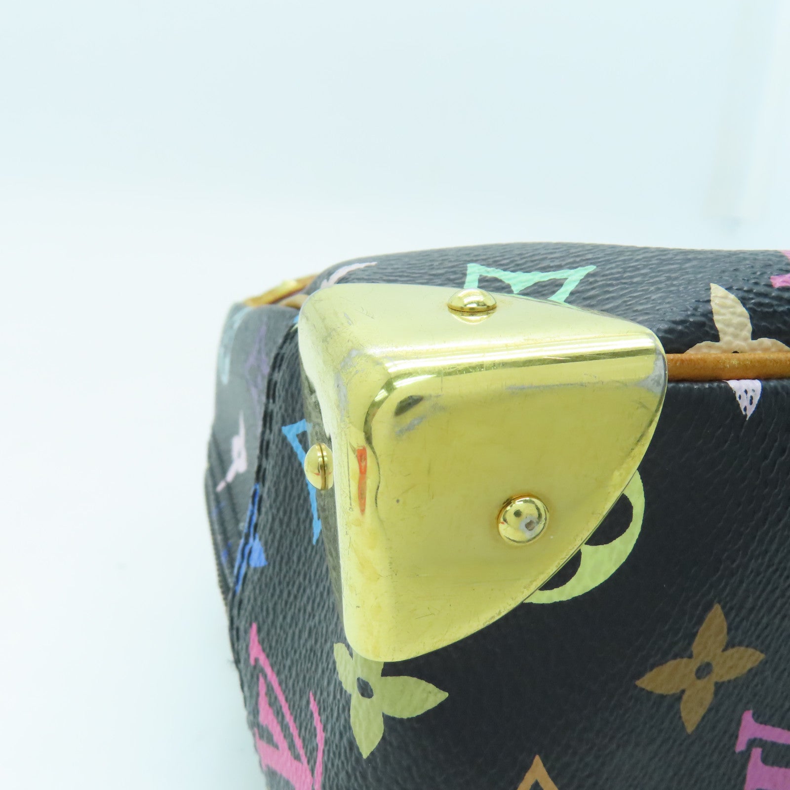 LOUIS VUITTON Monogram Multicolore Trouville Gold Buckle Hand Bag Black