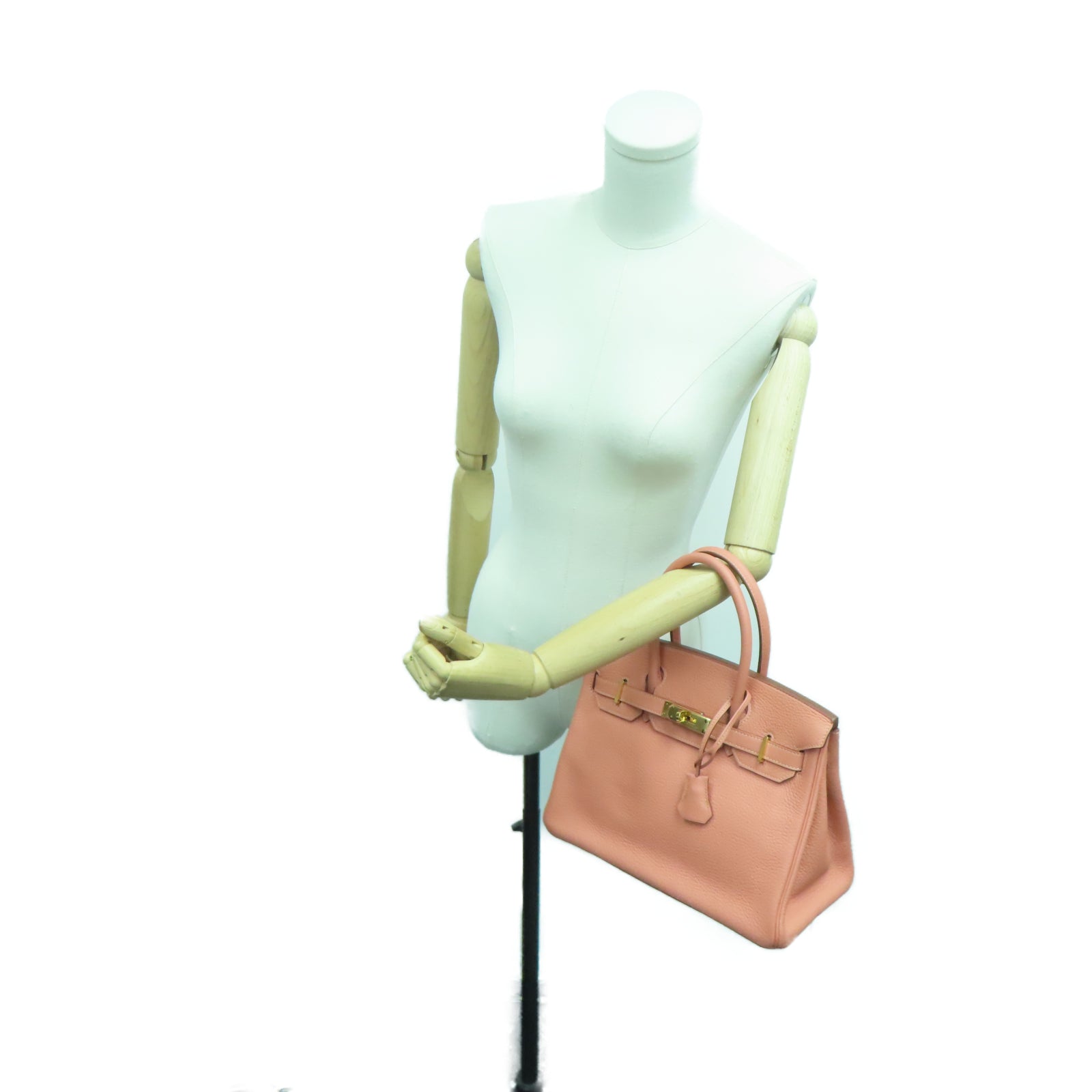 HERMES Taurillon Clemence皮革Birkin 30金扣手挽袋瑰茶粉色