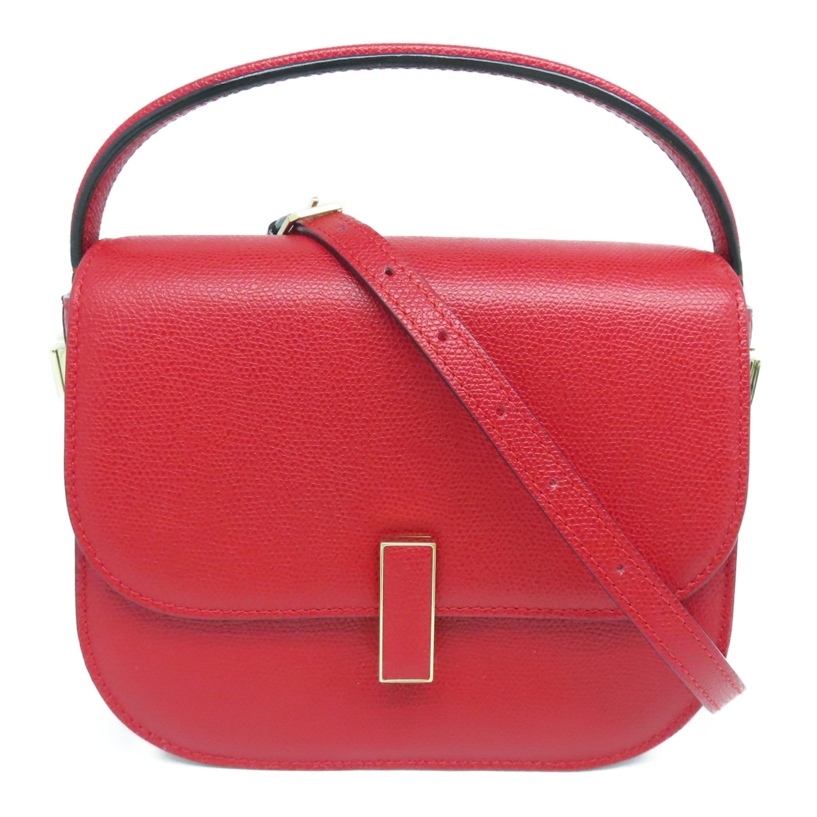 SELECTION 【激減優惠】牛皮皮革Iside Crossbody 2Way Shoulder Bag金扣手挽肩背兩用袋紅色