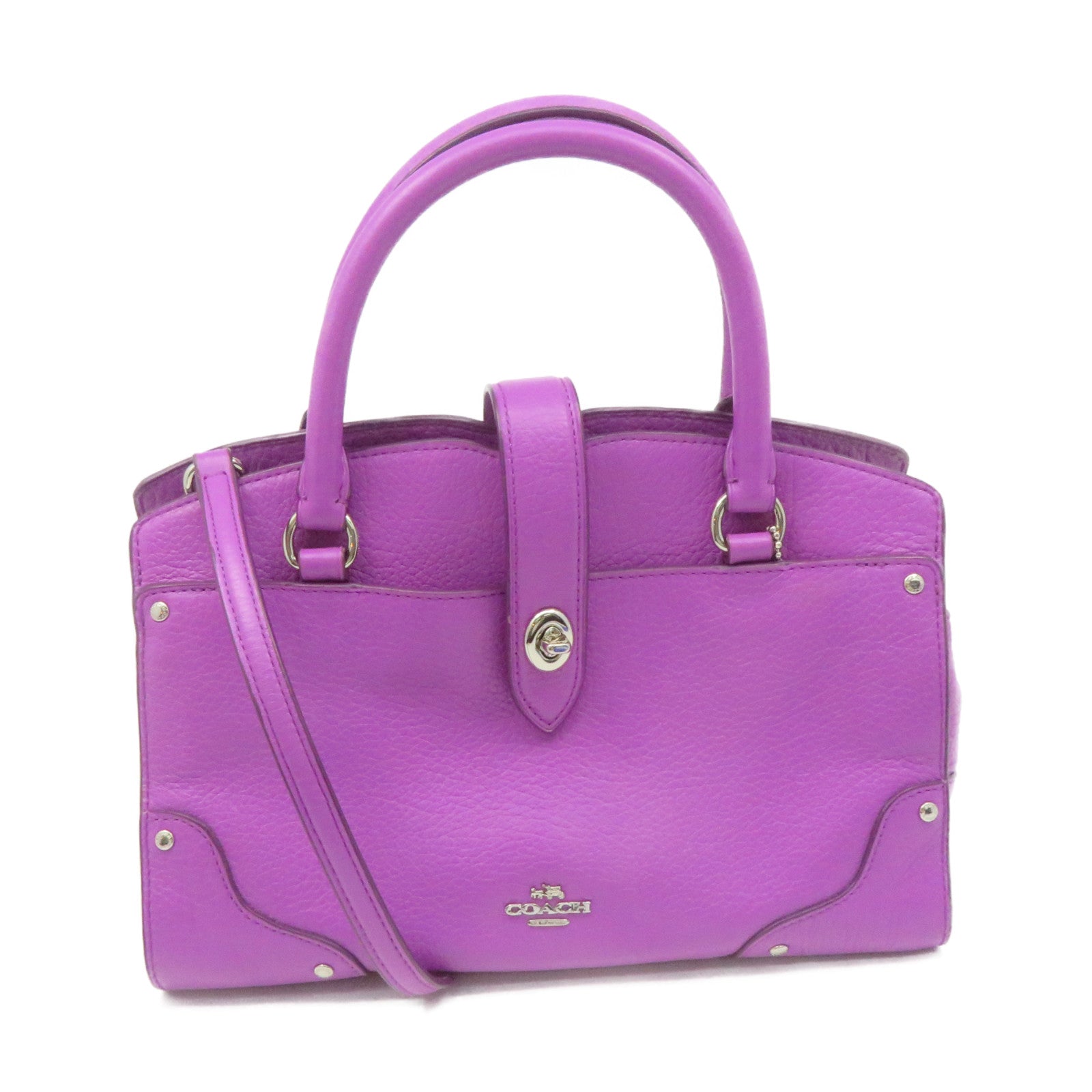 COACH 牛皮皮革2Way Shoulder Bag手挽肩背两用袋紫色