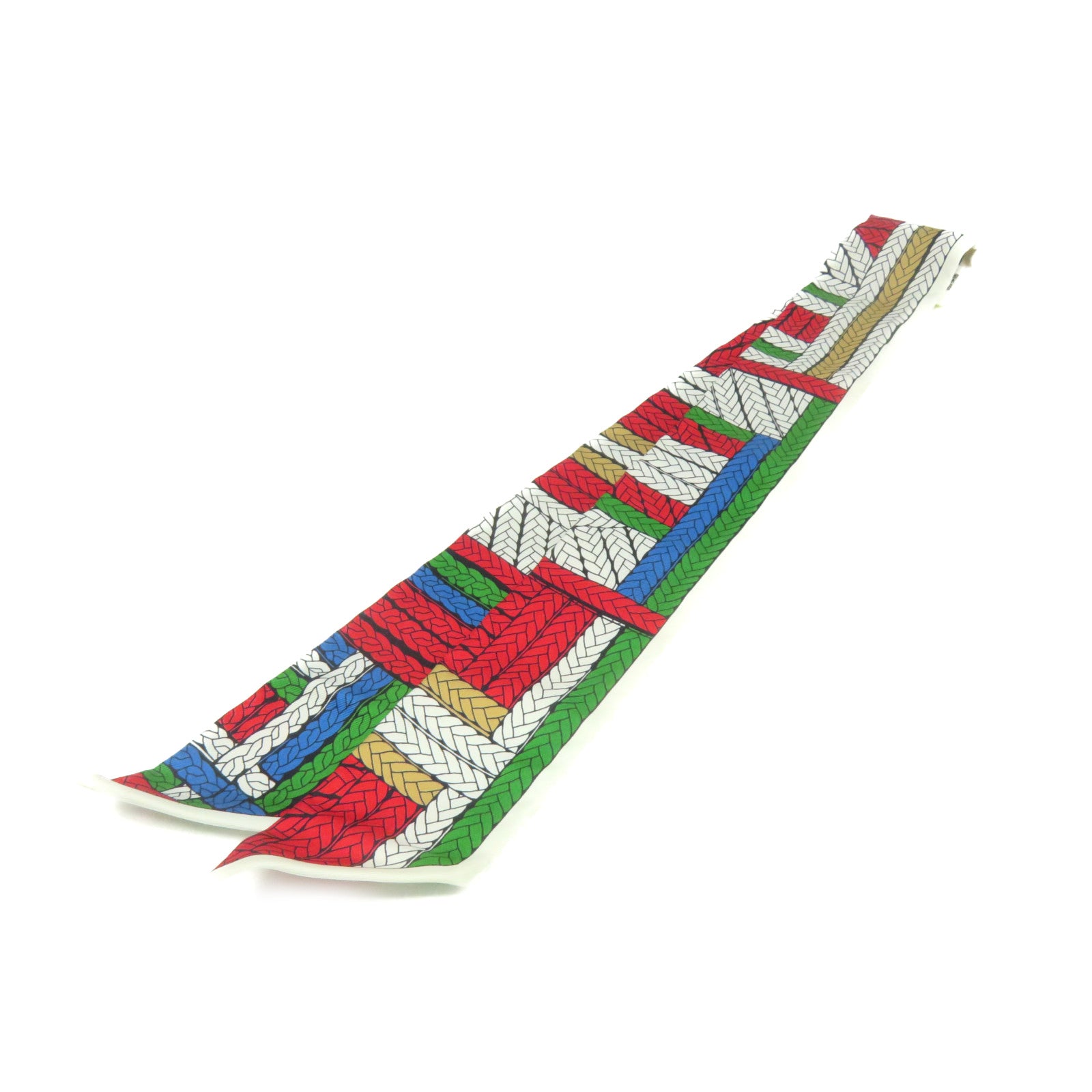 HERMES 絲質Twilly Scarf絲巾紅色/白色/綠色/啡色
