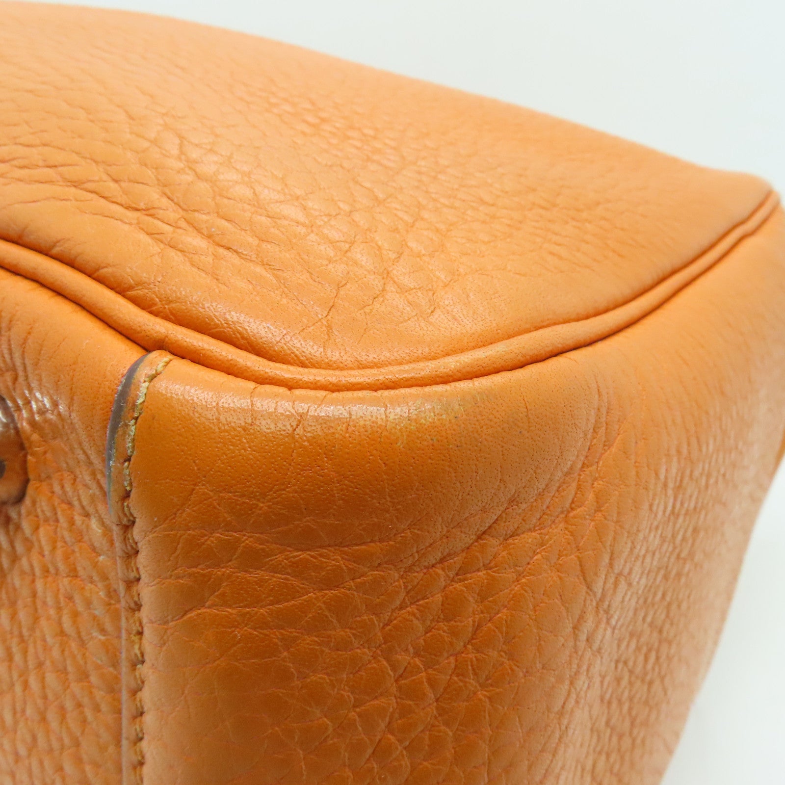 HERMES 【激減優惠】Clemence皮革Lindy 30 2 way Shoulder銀扣手挽肩背兩用袋橙色