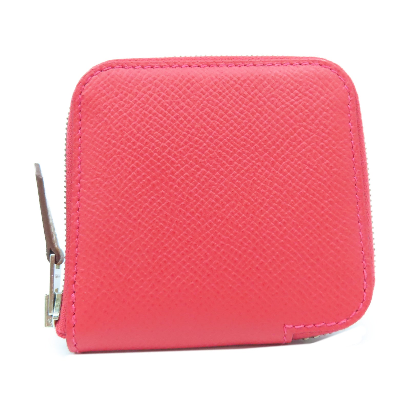 HERMES Epsom皮革Bastia Coins銀扣零錢包紅色