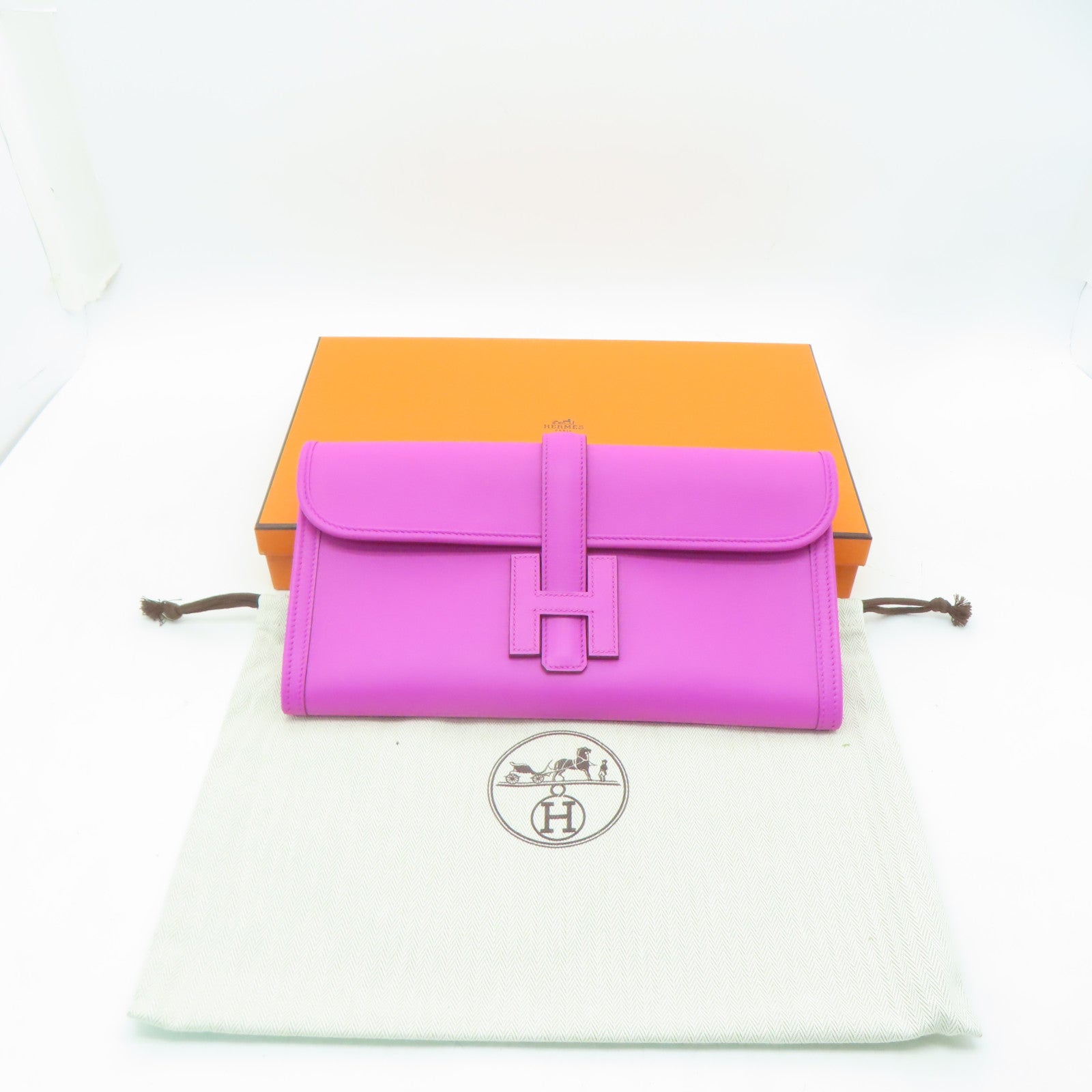 HERMES Swift皮革Jije PM手拿包Magnolia玉蘭紫色