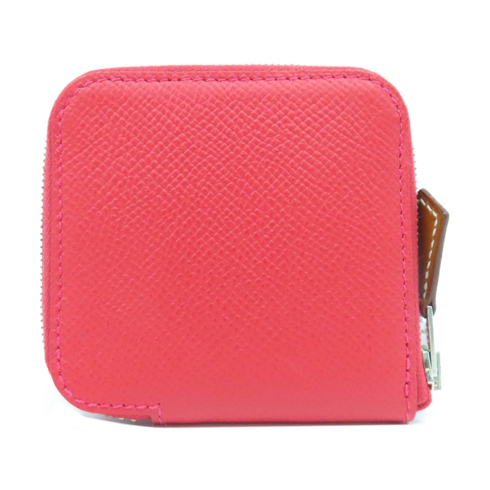 HERMES Epsom皮革Bastia Coins銀扣零錢包紅色