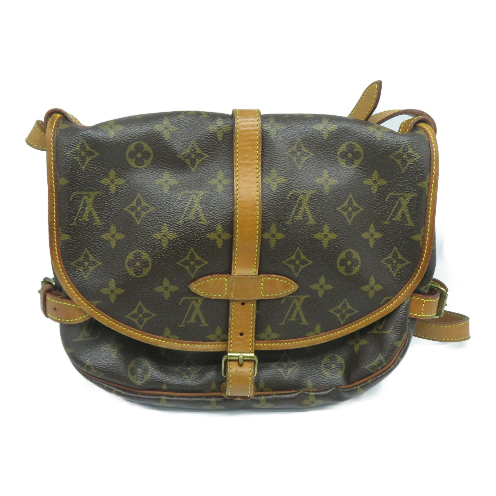 LOUIS VUITTON Monogram Saumur 30金扣肩背袋啡色