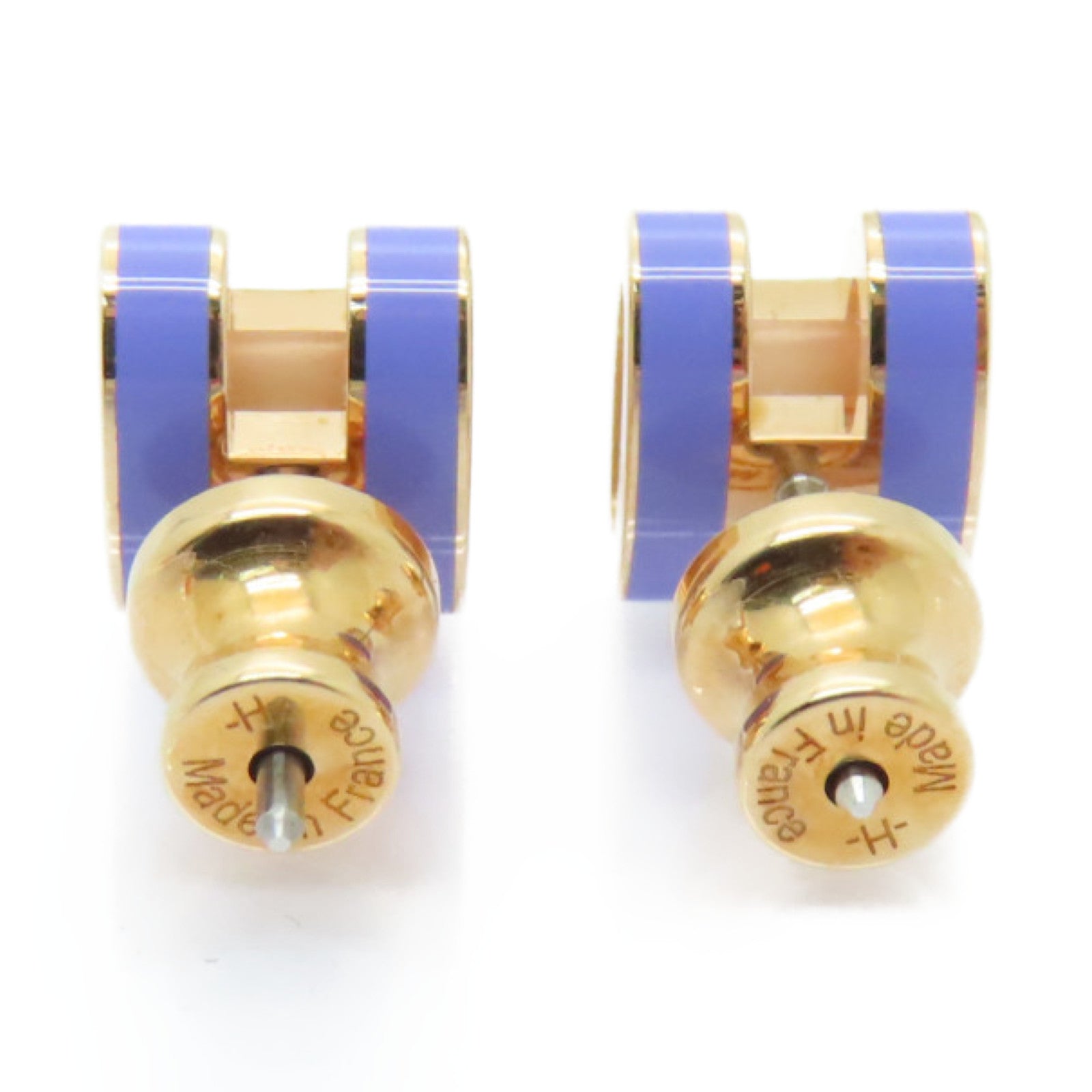 HERMES 金屬/琺瑯Pop H Earrings耳環金色/紫色