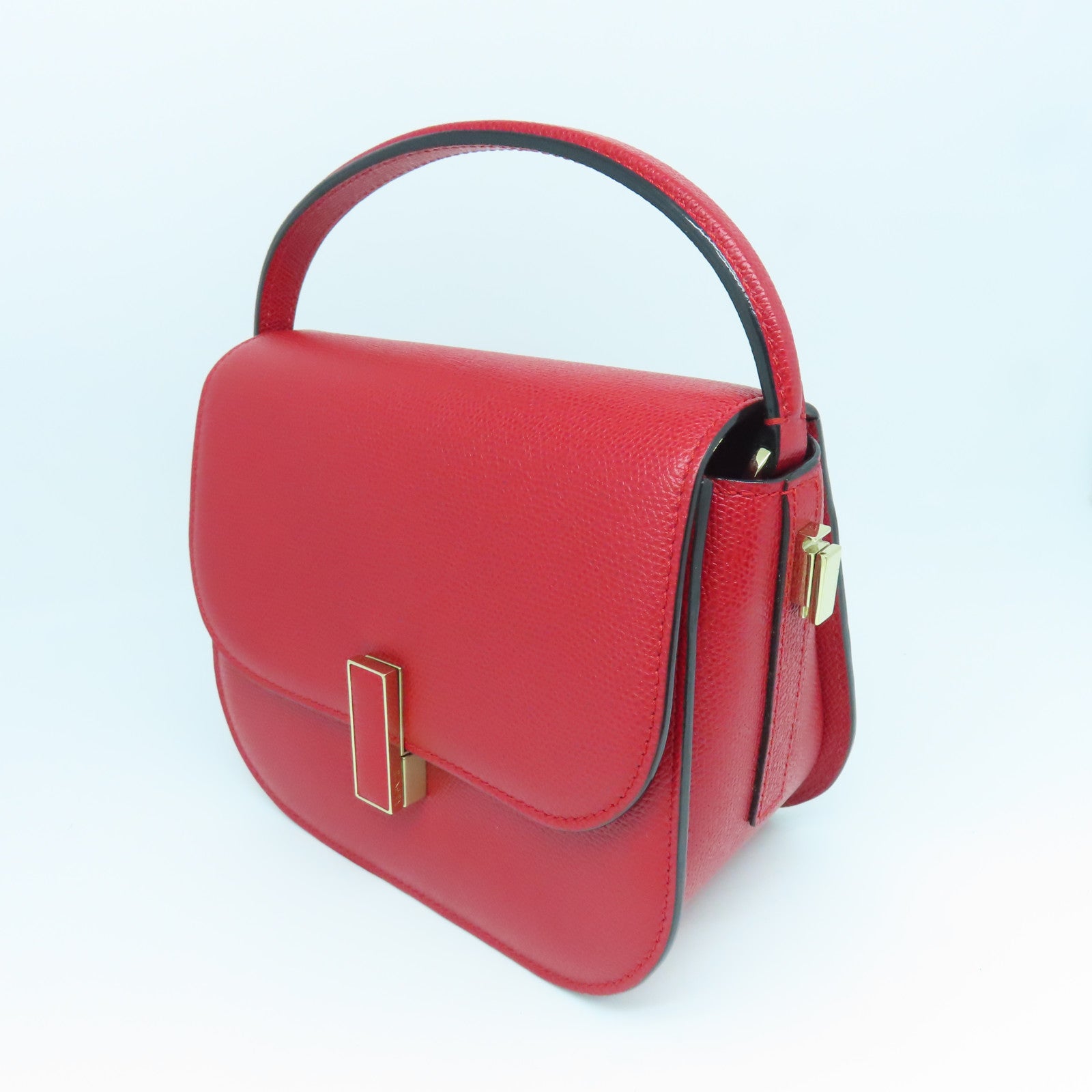 SELECTION 【激減優惠】牛皮皮革Iside Crossbody 2Way Shoulder Bag金扣手挽肩背兩用袋紅色