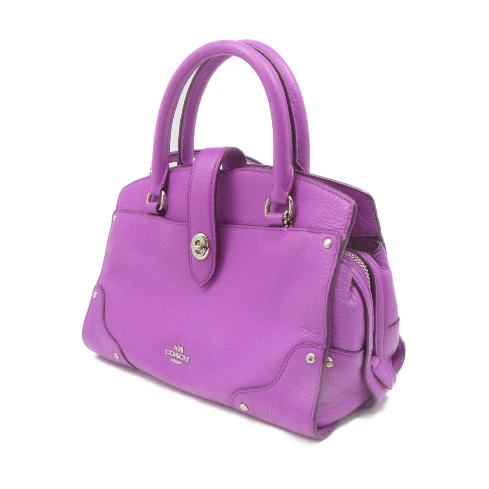 COACH 牛皮皮革2Way Shoulder Bag手挽肩背两用袋紫色