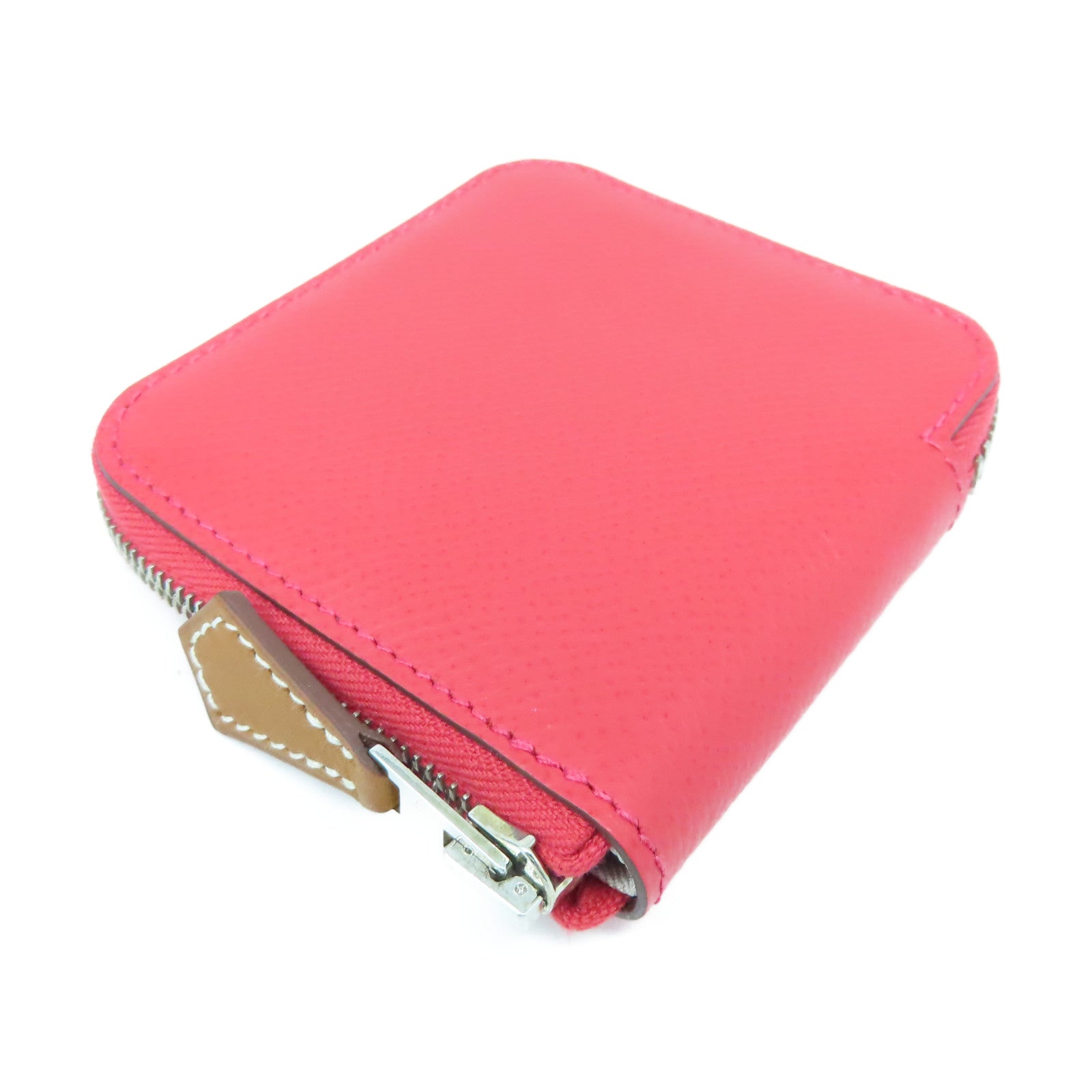 HERMES Epsom皮革Bastia Coins銀扣零錢包紅色