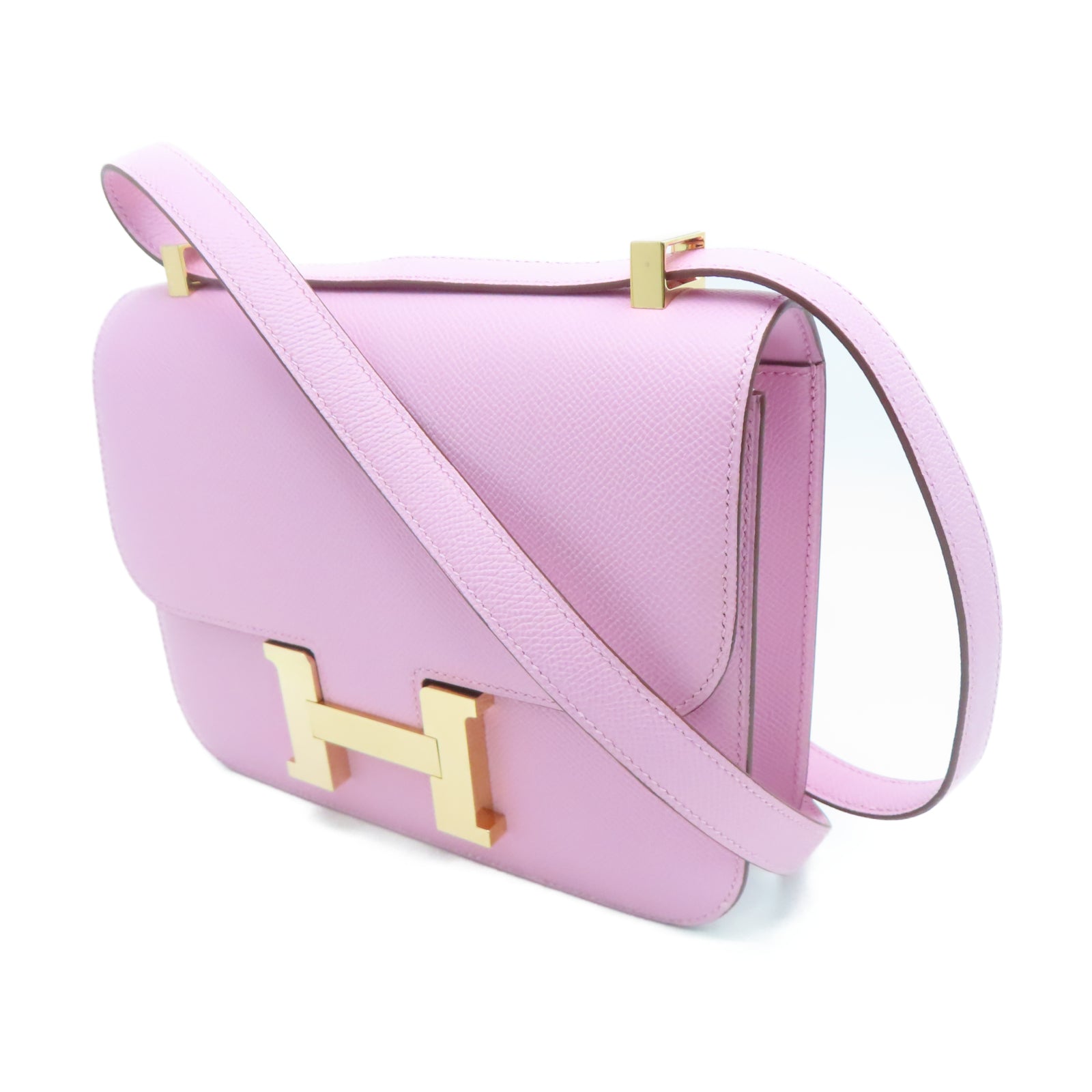 HERMES Veau Epsom皮革Constance 24金扣肩背袋锦葵紫色