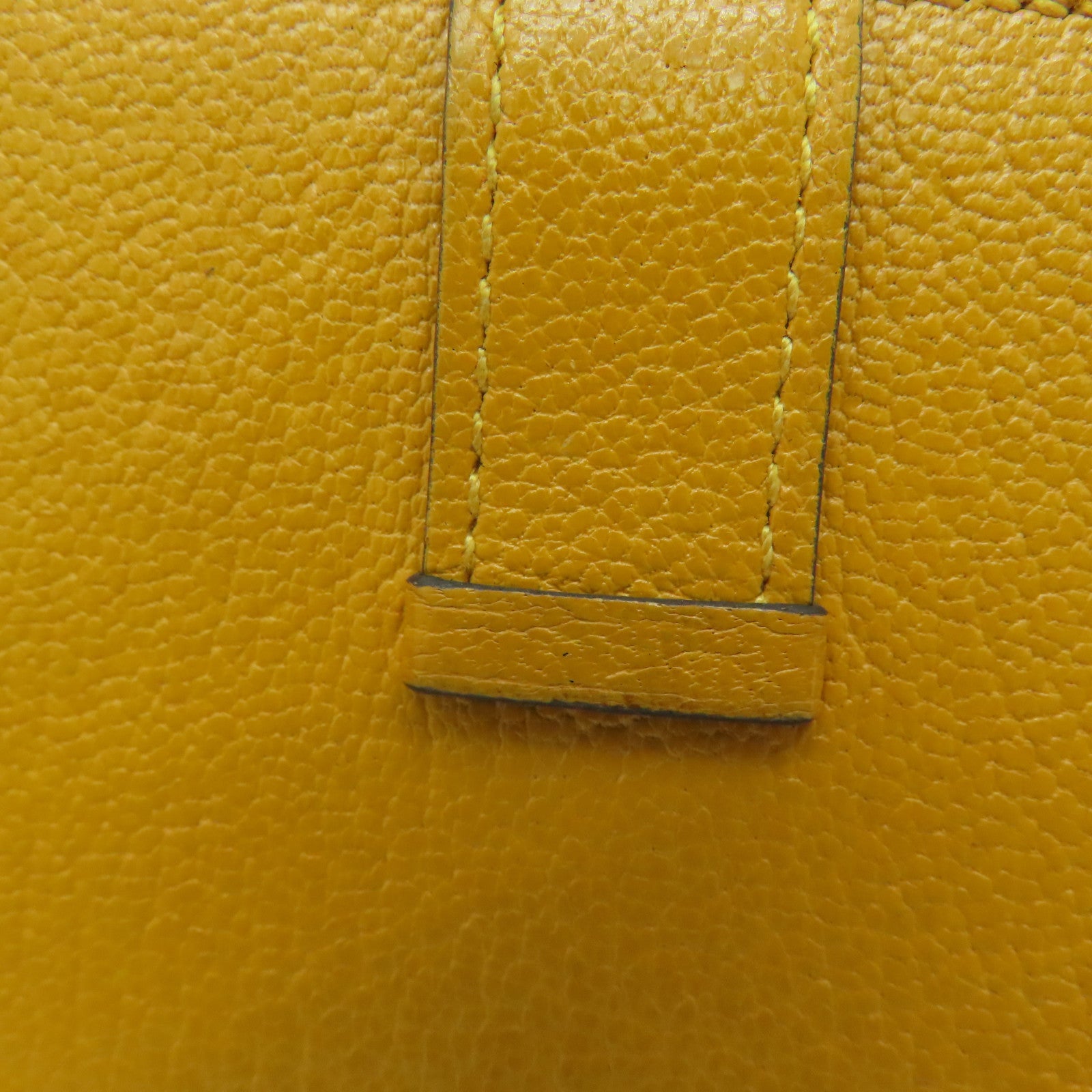 HERMES Chevre皮革Bearn bi-fold银扣长钱包Mango/黄色