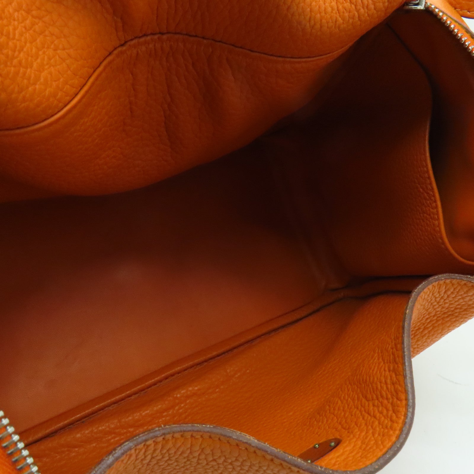 HERMES 【激減優惠】Clemence皮革Lindy 30 2 way Shoulder銀扣手挽肩背兩用袋橙色