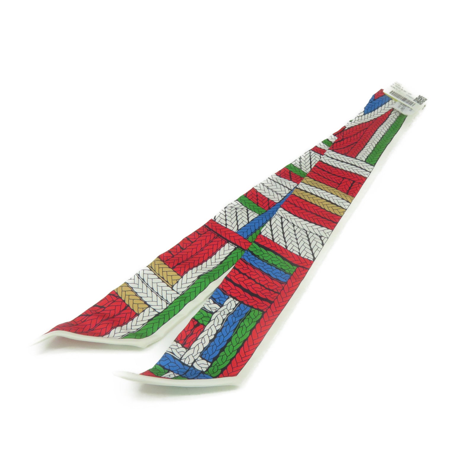 HERMES 絲質Twilly Scarf絲巾紅色/白色/綠色/啡色