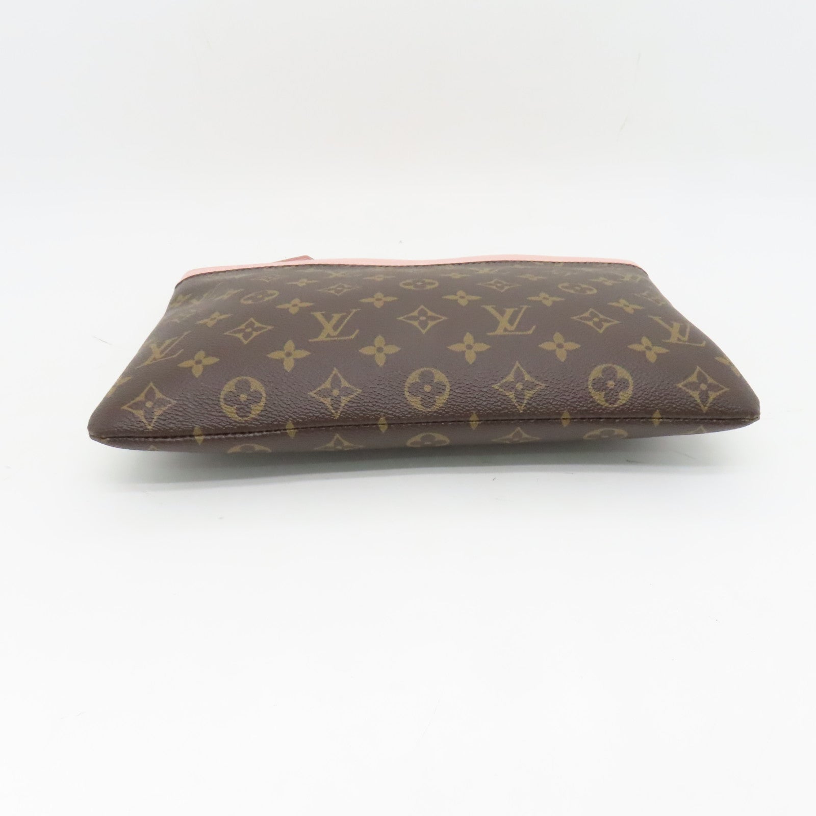 LOUIS VUITTON Monogram Daily Pouch Gold Buckle Clutch Brown