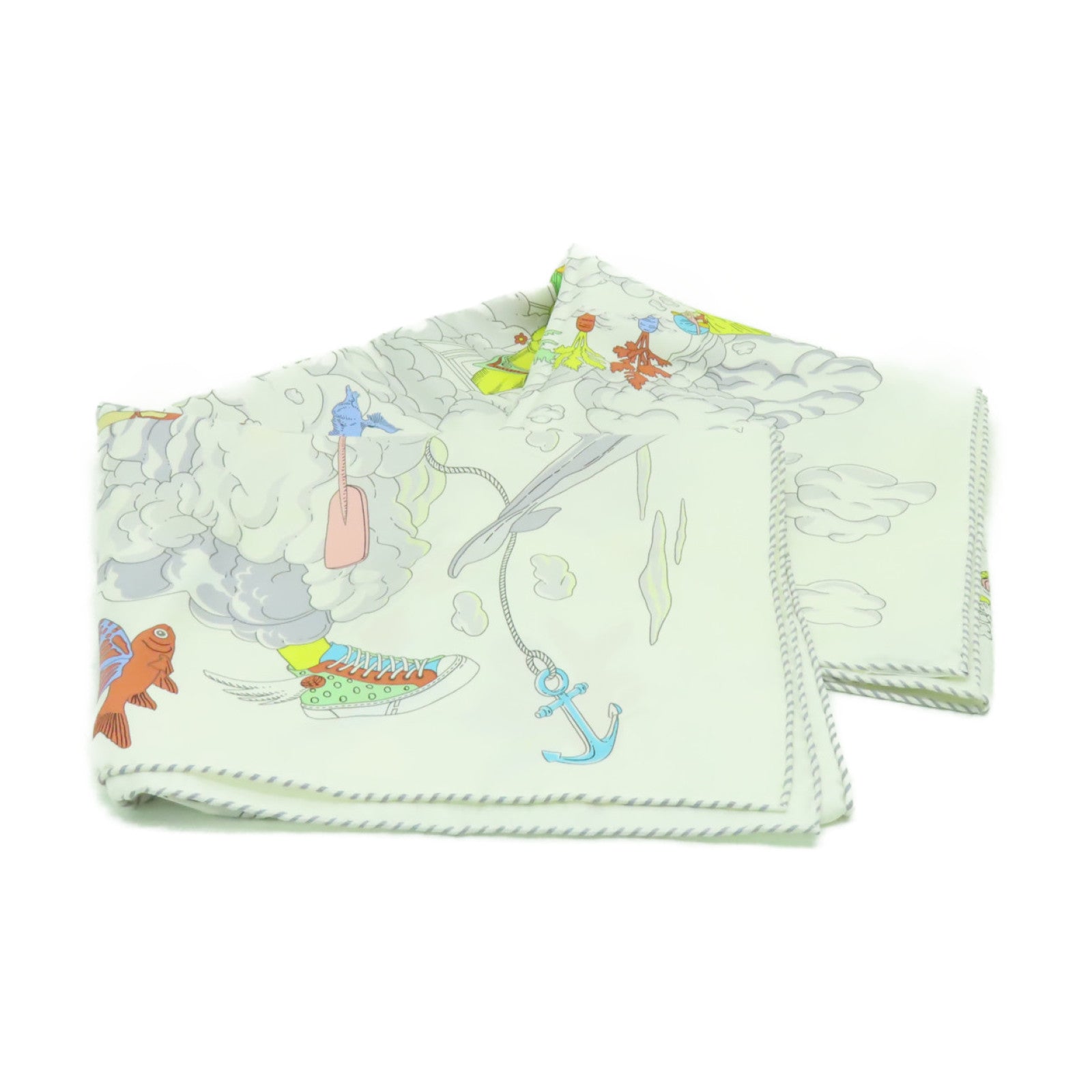 HERMES 【激減優惠】絲質Scarf圍巾白色/彩色