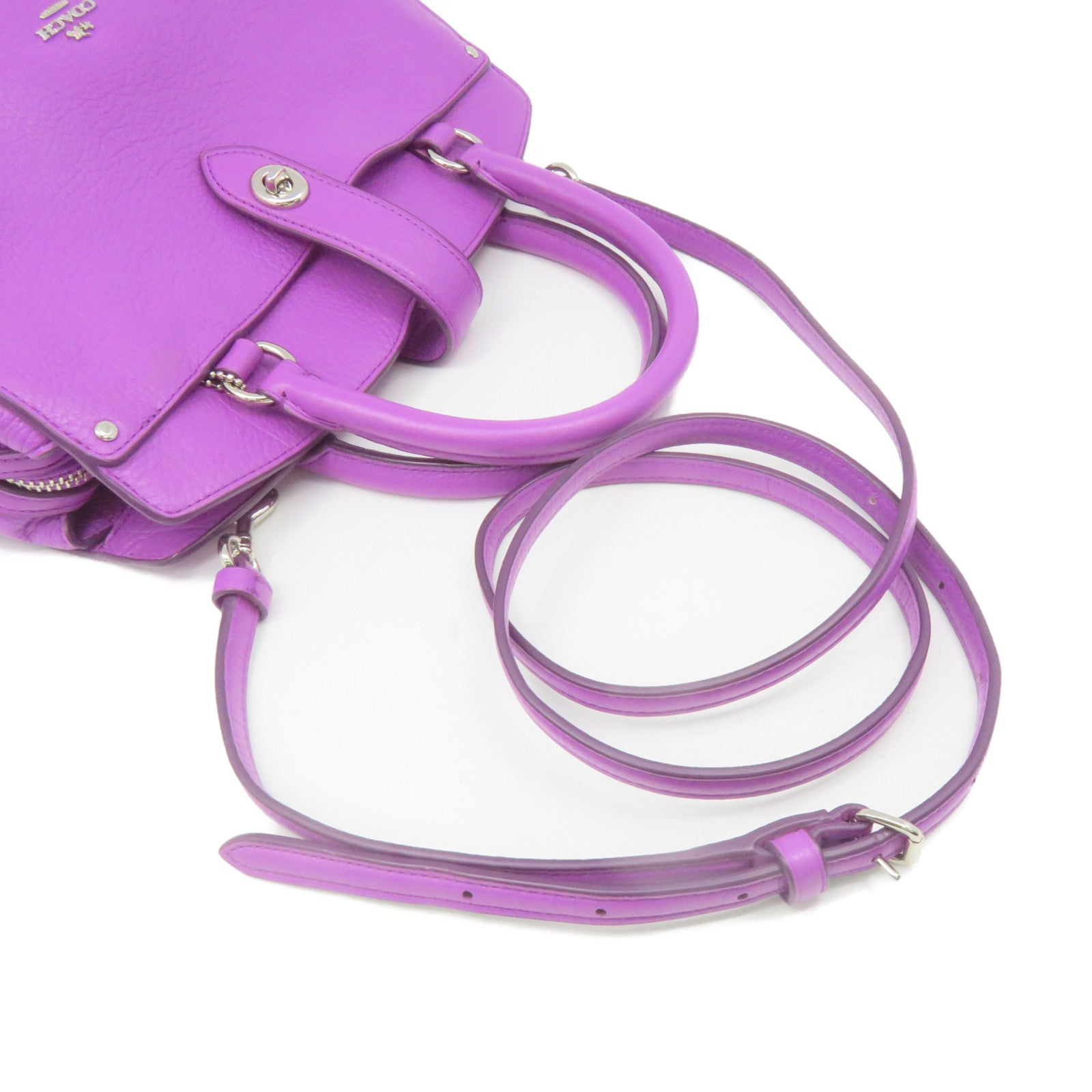 COACH 牛皮皮革2Way Shoulder Bag手挽肩背两用袋紫色