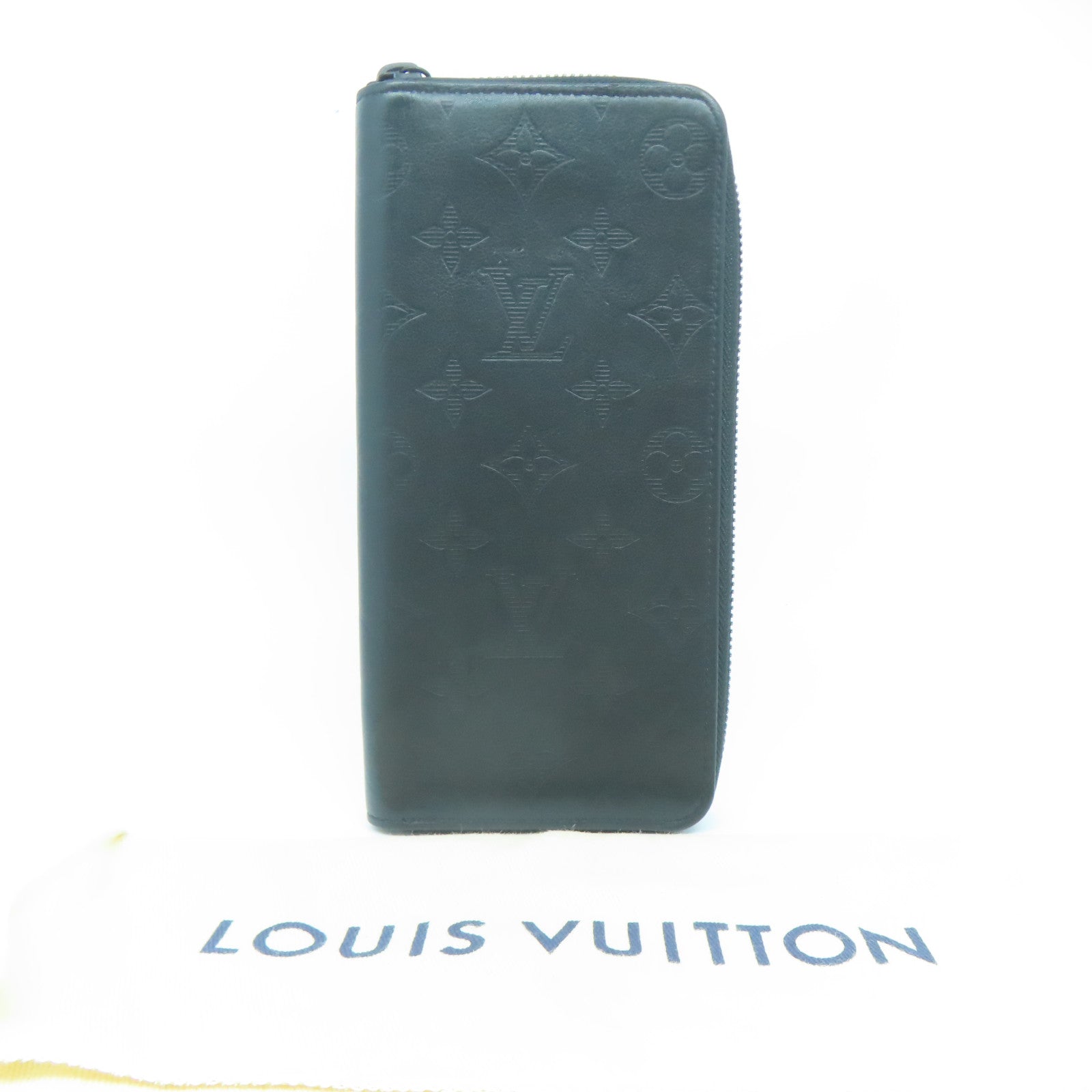 LOUIS VUITTON Monogram Shadow Zippy Wallet Vertical長錢包黑色