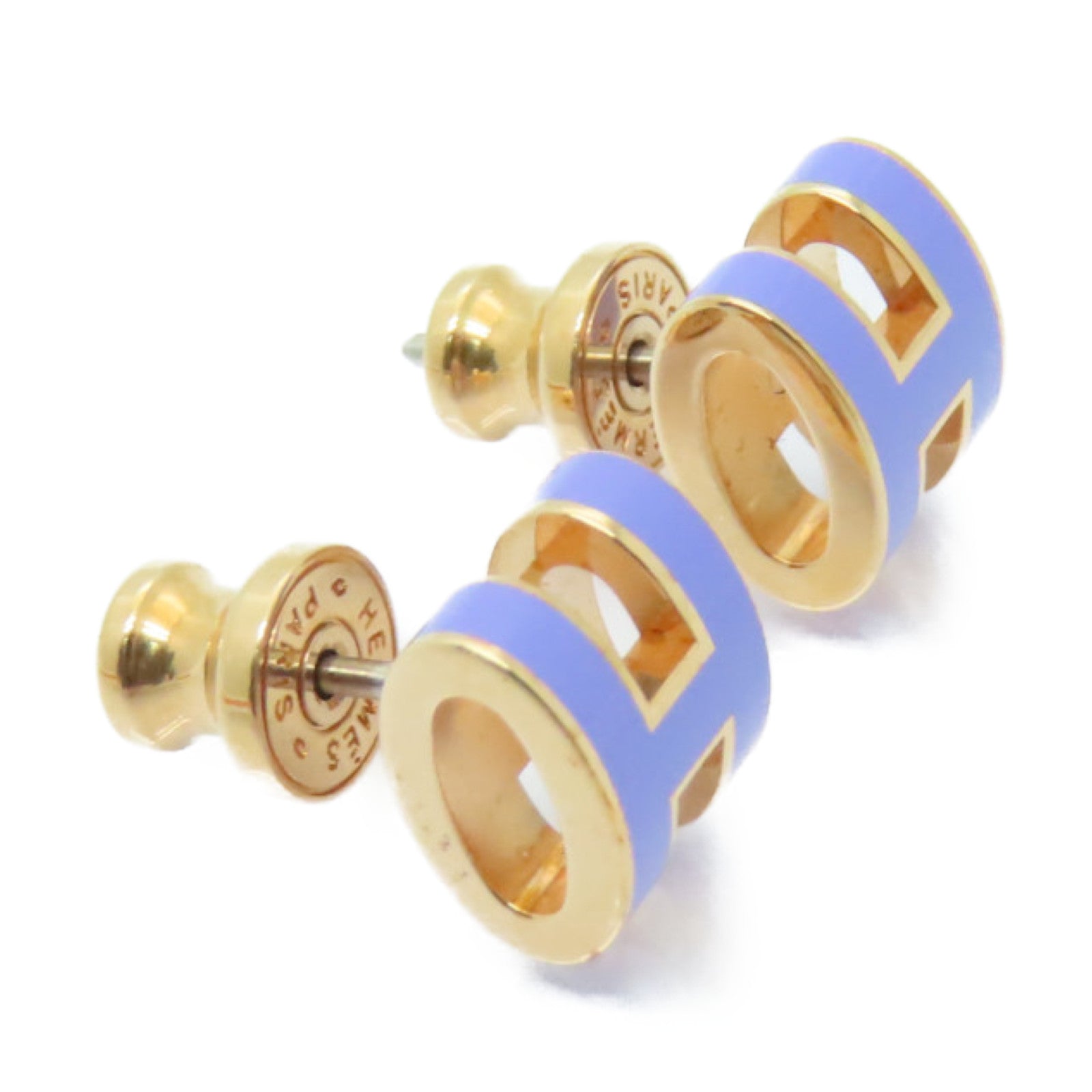 HERMES 金屬/琺瑯Pop H Earrings耳環金色/紫色