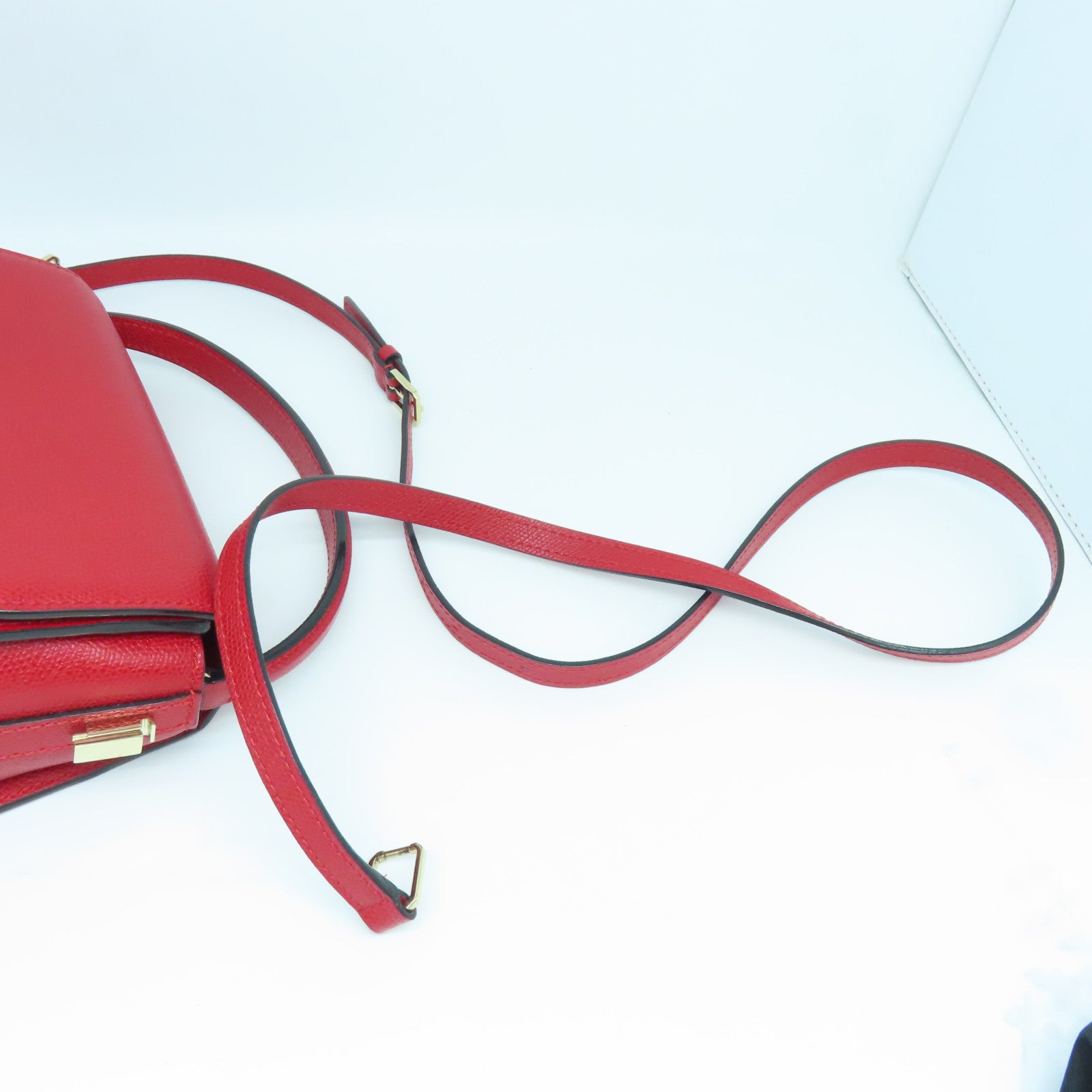 SELECTION 【激減優惠】牛皮皮革Iside Crossbody 2Way Shoulder Bag金扣手挽肩背兩用袋紅色