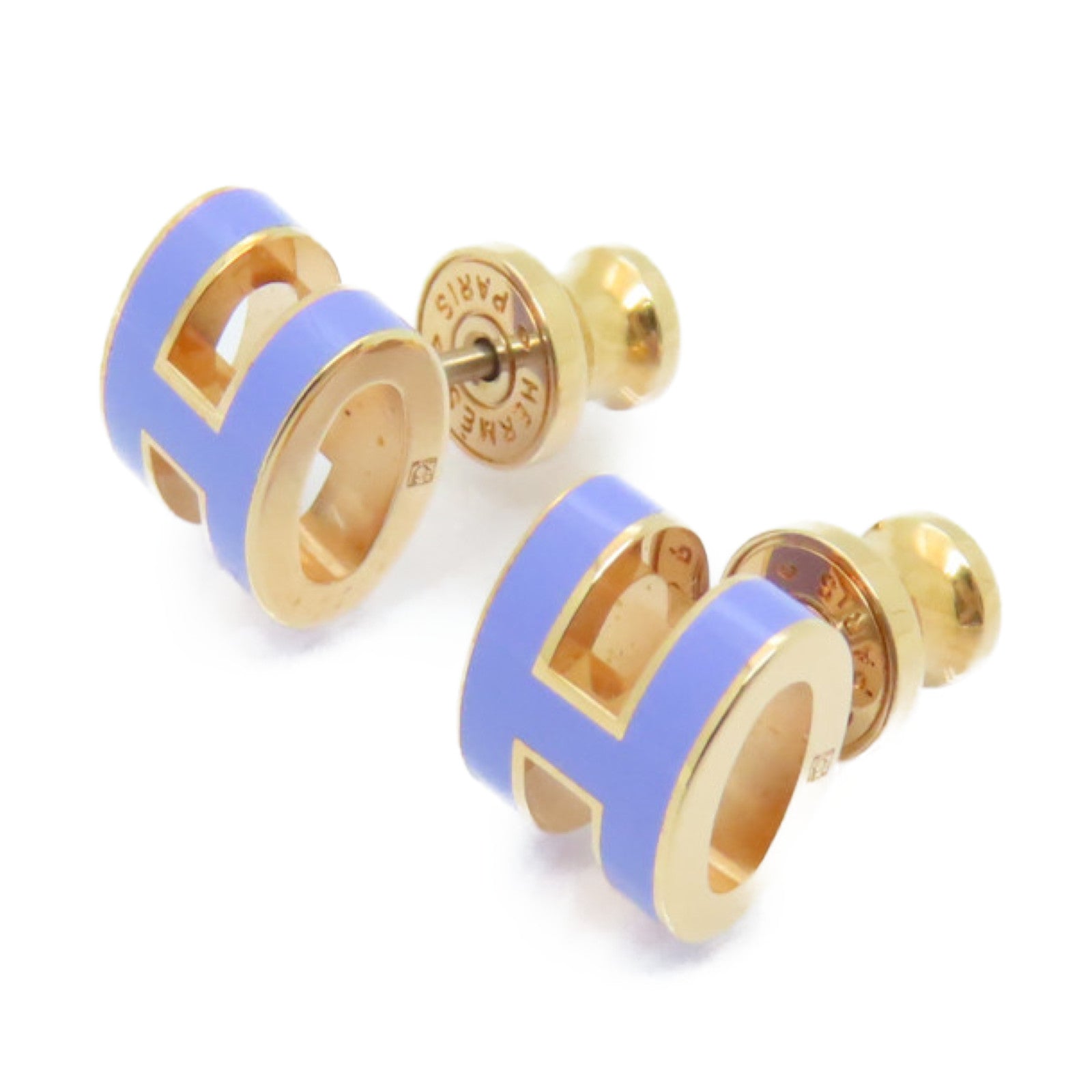 HERMES 金屬/琺瑯Pop H Earrings耳環金色/紫色