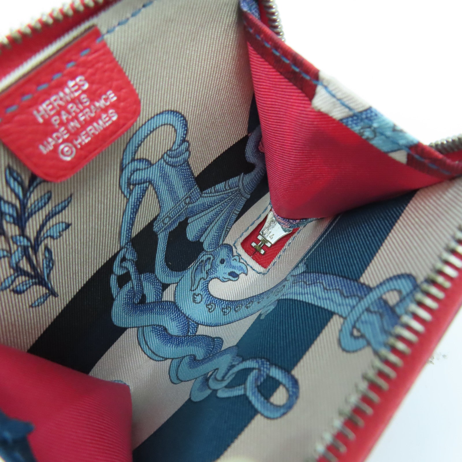 HERMES Epsom皮革Bastia Coins銀扣零錢包紅色