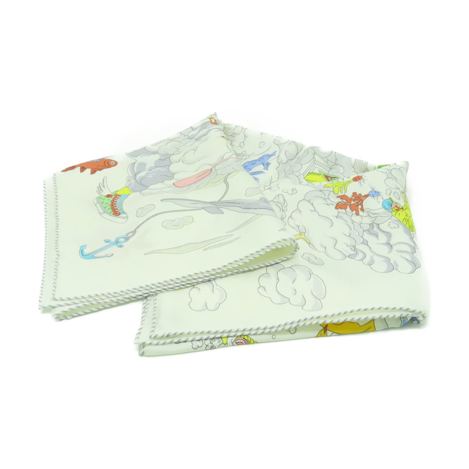 HERMES 【激減優惠】絲質Scarf圍巾白色/彩色