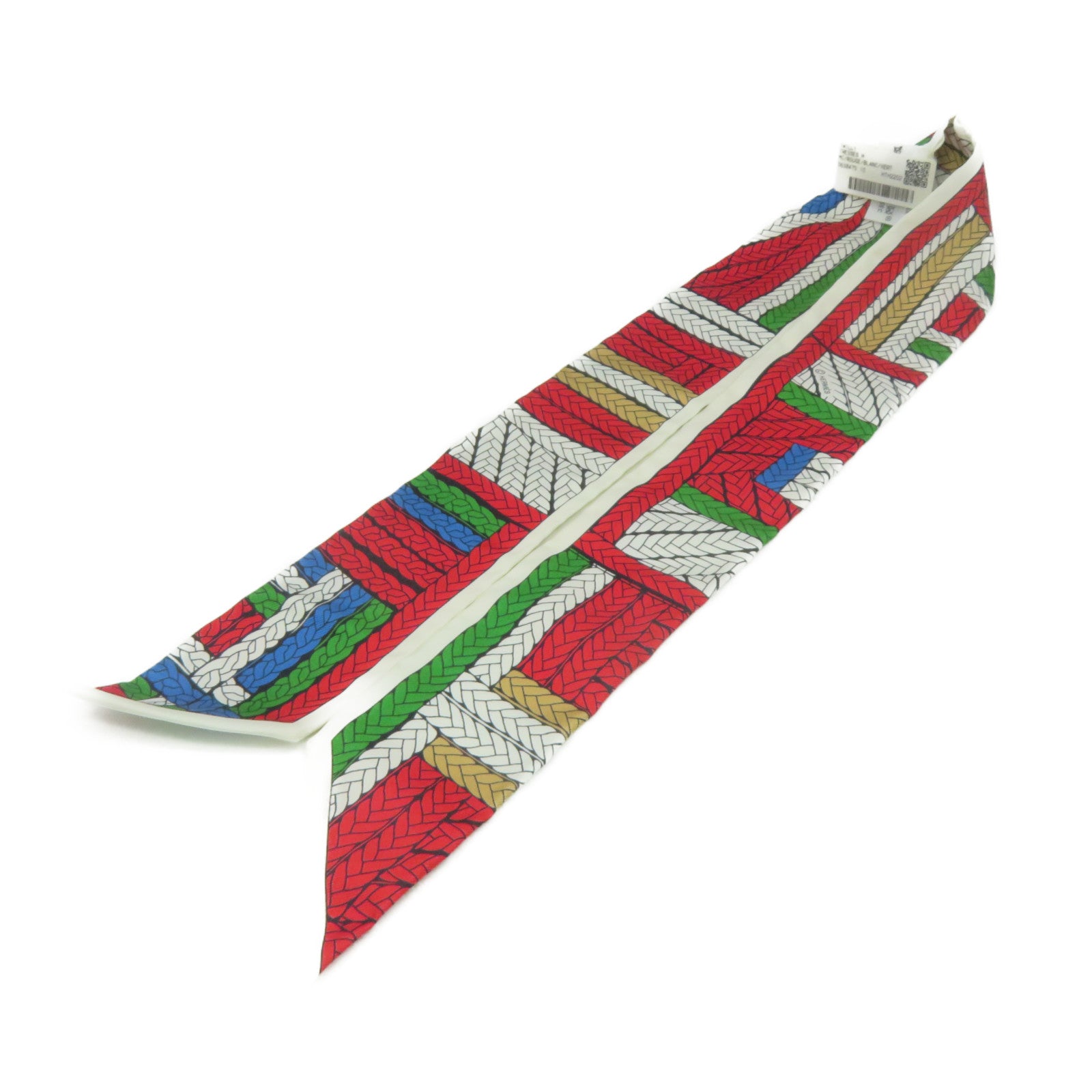 HERMES 絲質Twilly Scarf絲巾紅色/白色/綠色/啡色