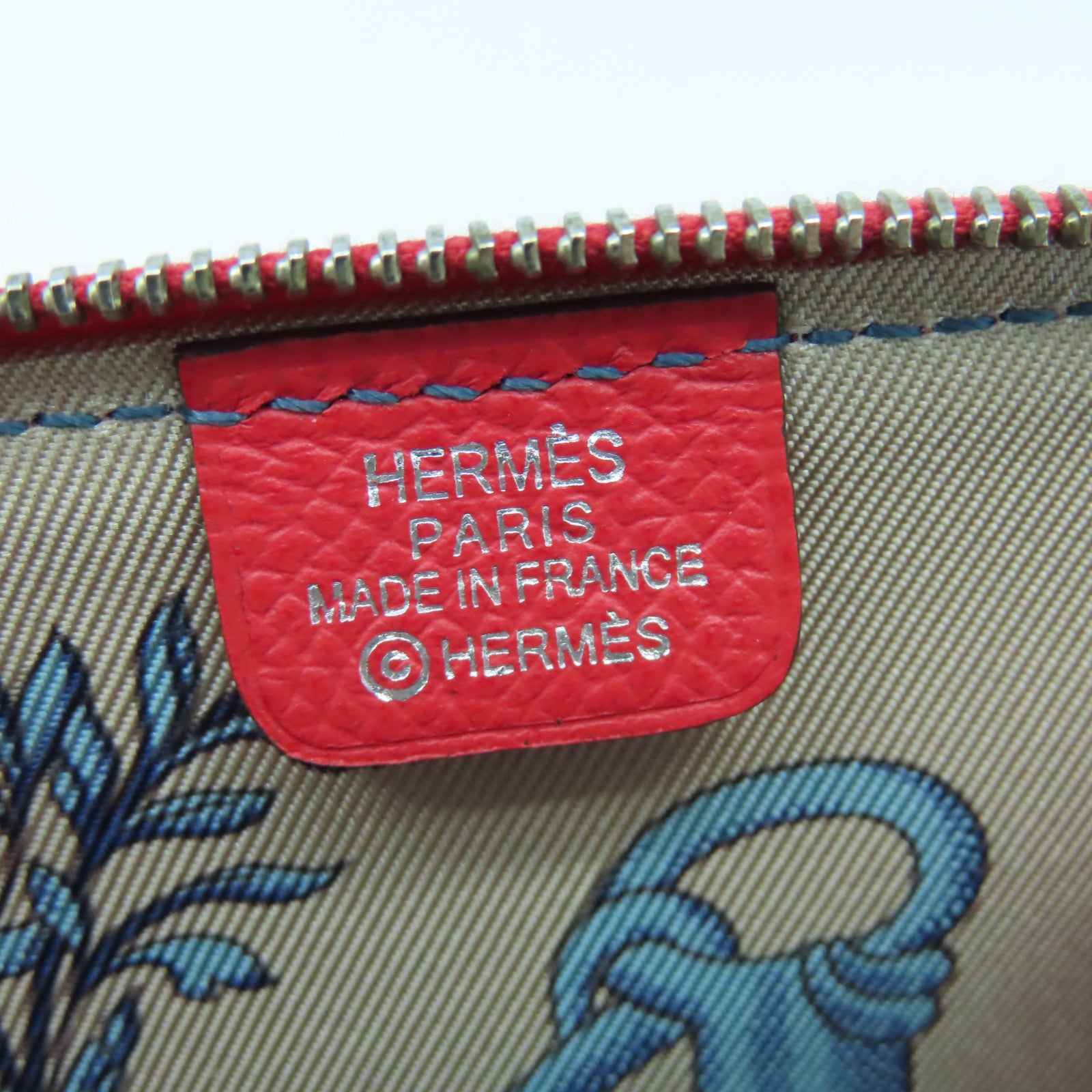 HERMES Epsom皮革Bastia Coins銀扣零錢包紅色