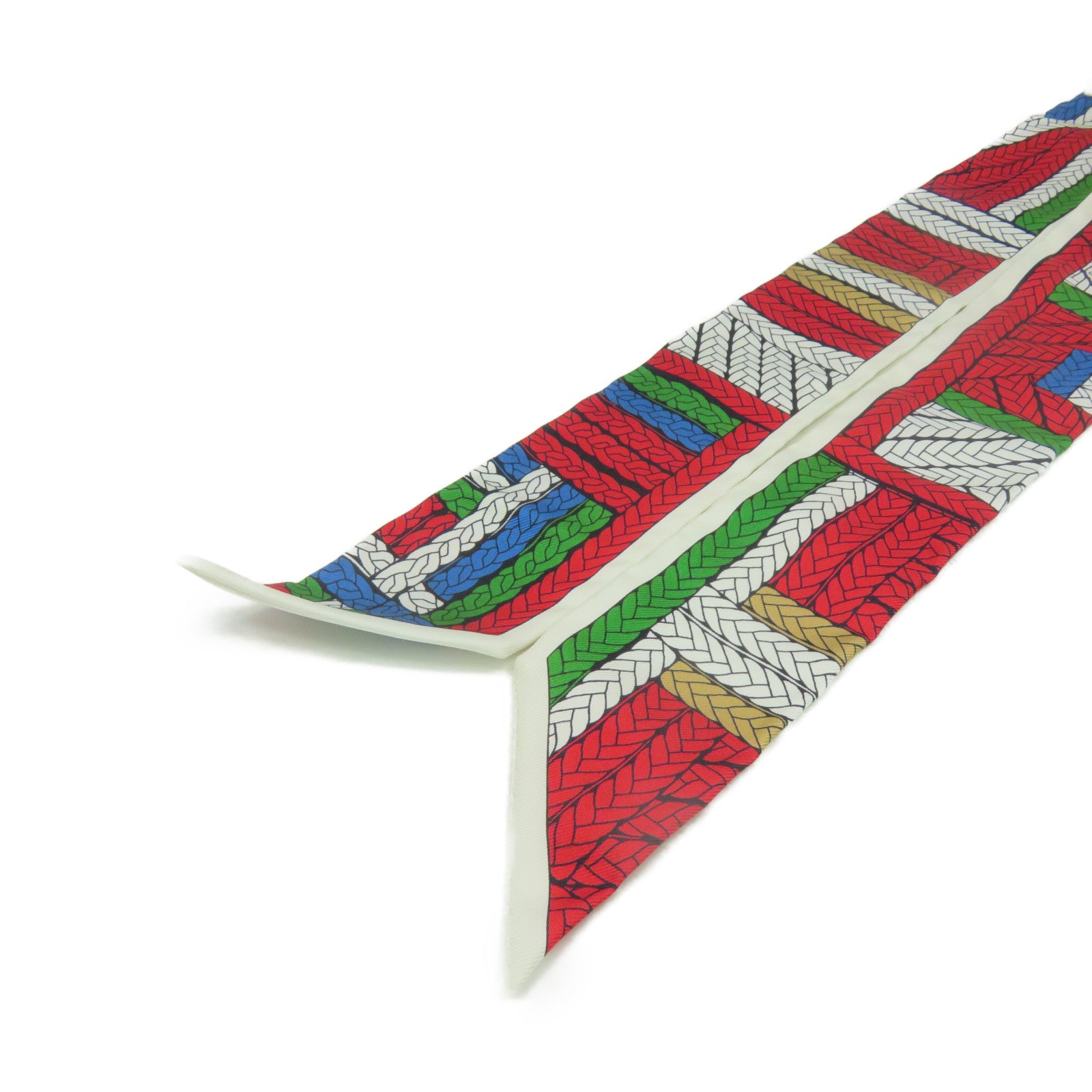 HERMES 絲質Twilly Scarf絲巾紅色/白色/綠色/啡色