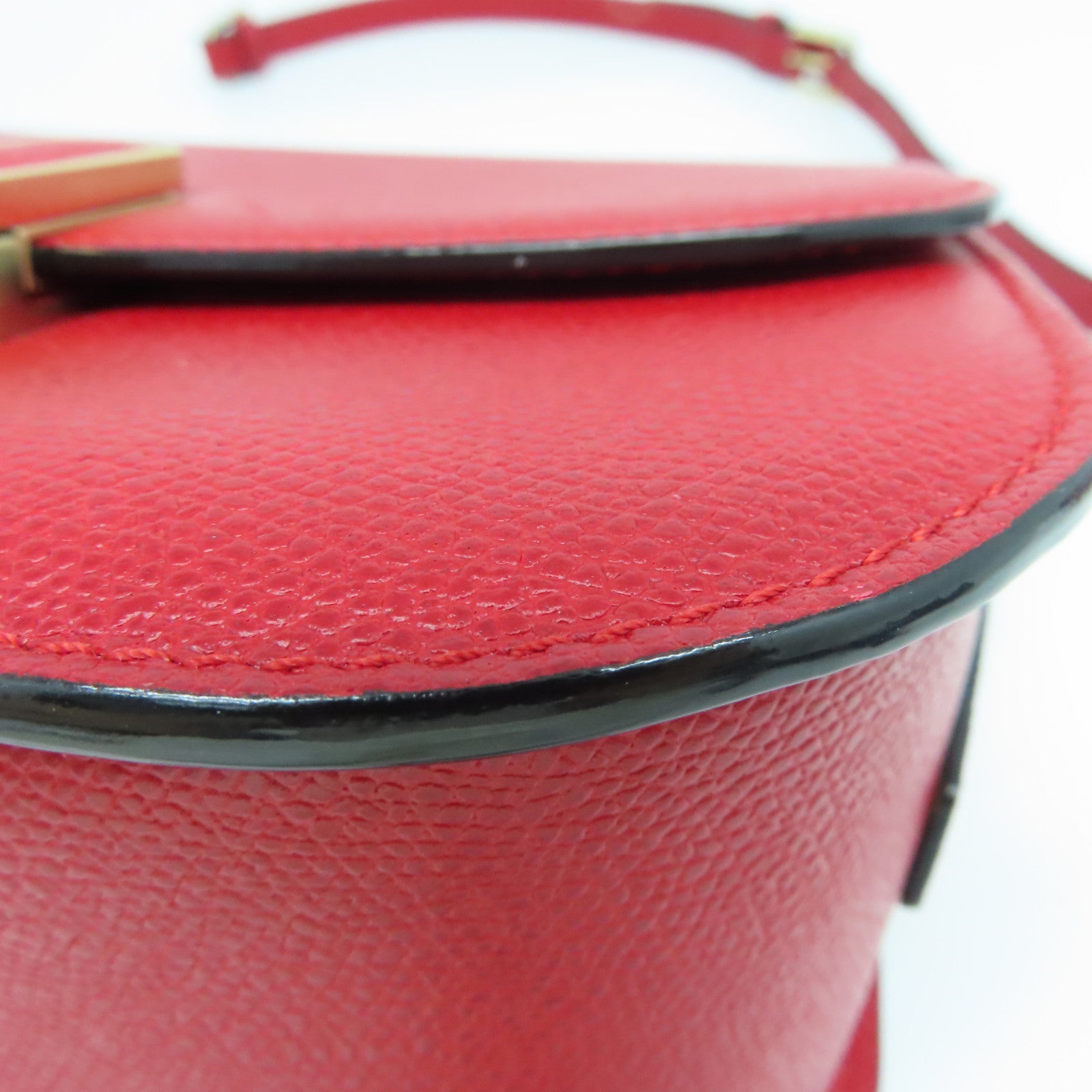 SELECTION 【激減優惠】牛皮皮革Iside Crossbody 2Way Shoulder Bag金扣手挽肩背兩用袋紅色