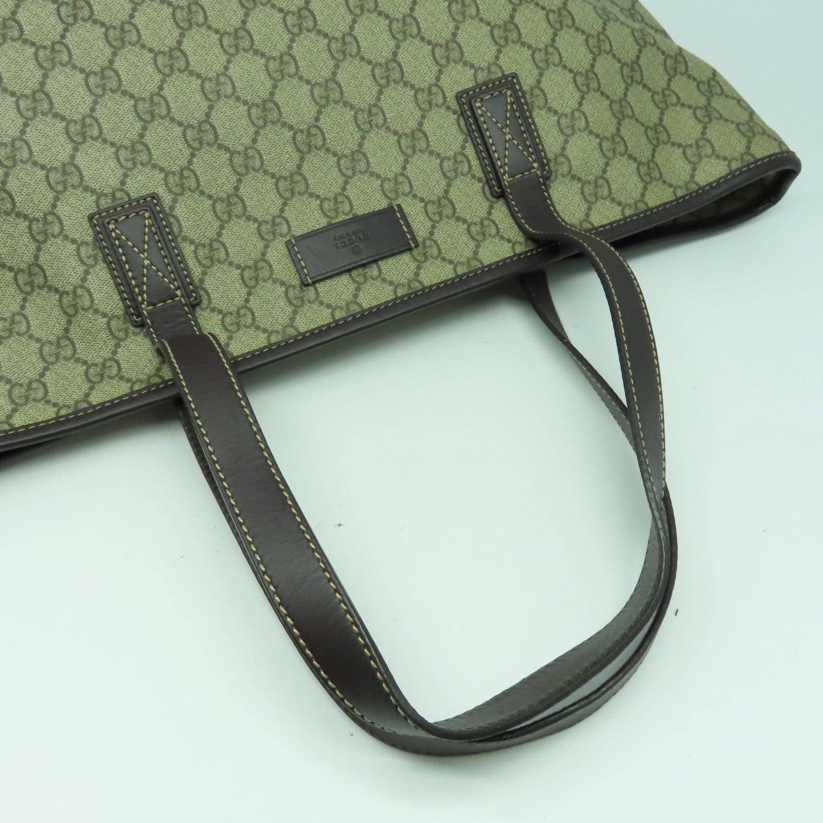 GUCCI 【激減優惠】塗層帆布Tote Bag銀扣肩背袋啡色