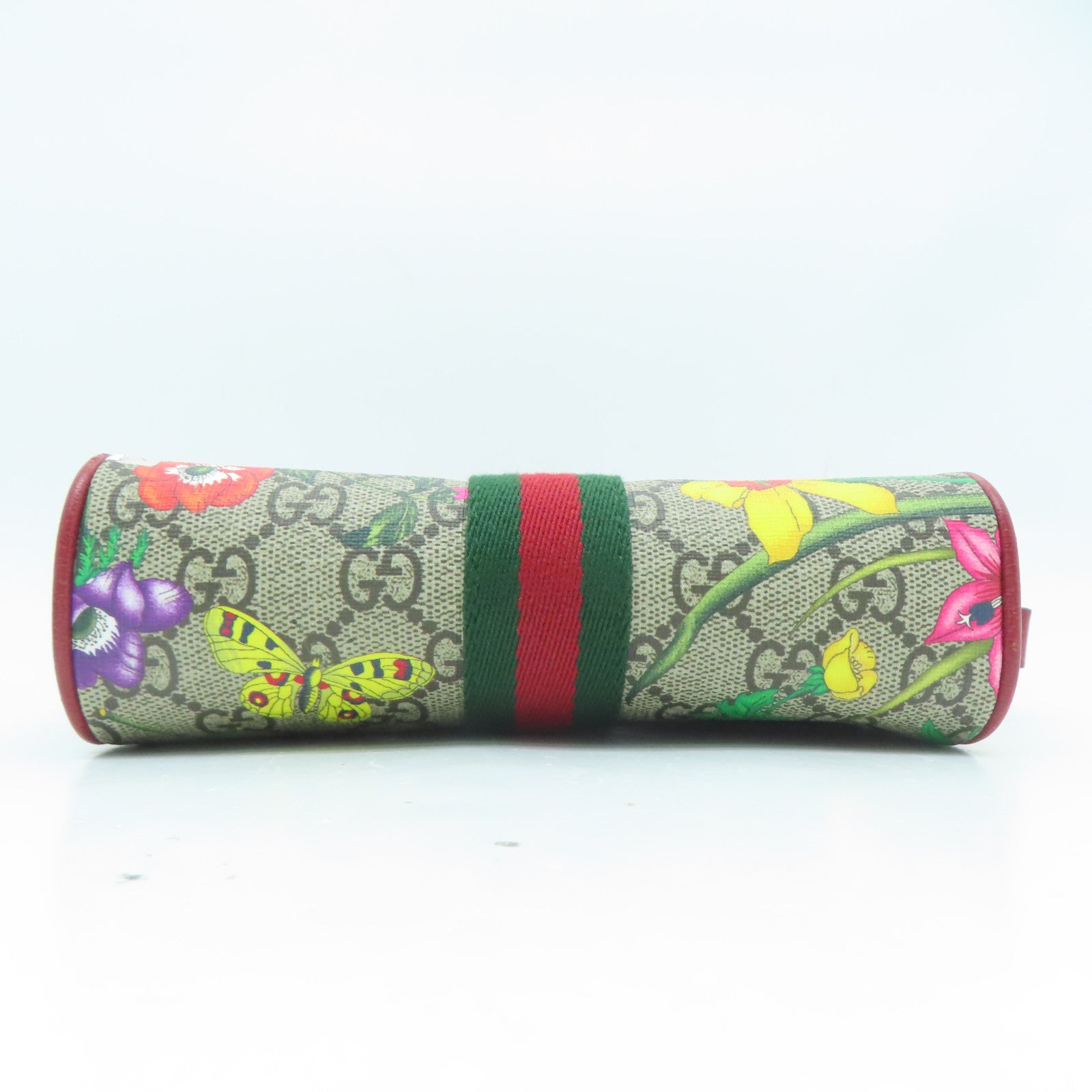 GUCCI 塗層帆布Ophidia GG Supreme Floral Shoulder金扣肩背袋啡色/紅色