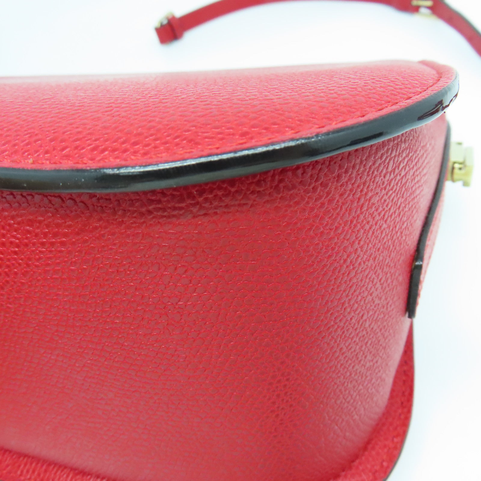 SELECTION 【激減優惠】牛皮皮革Iside Crossbody 2Way Shoulder Bag金扣手挽肩背兩用袋紅色