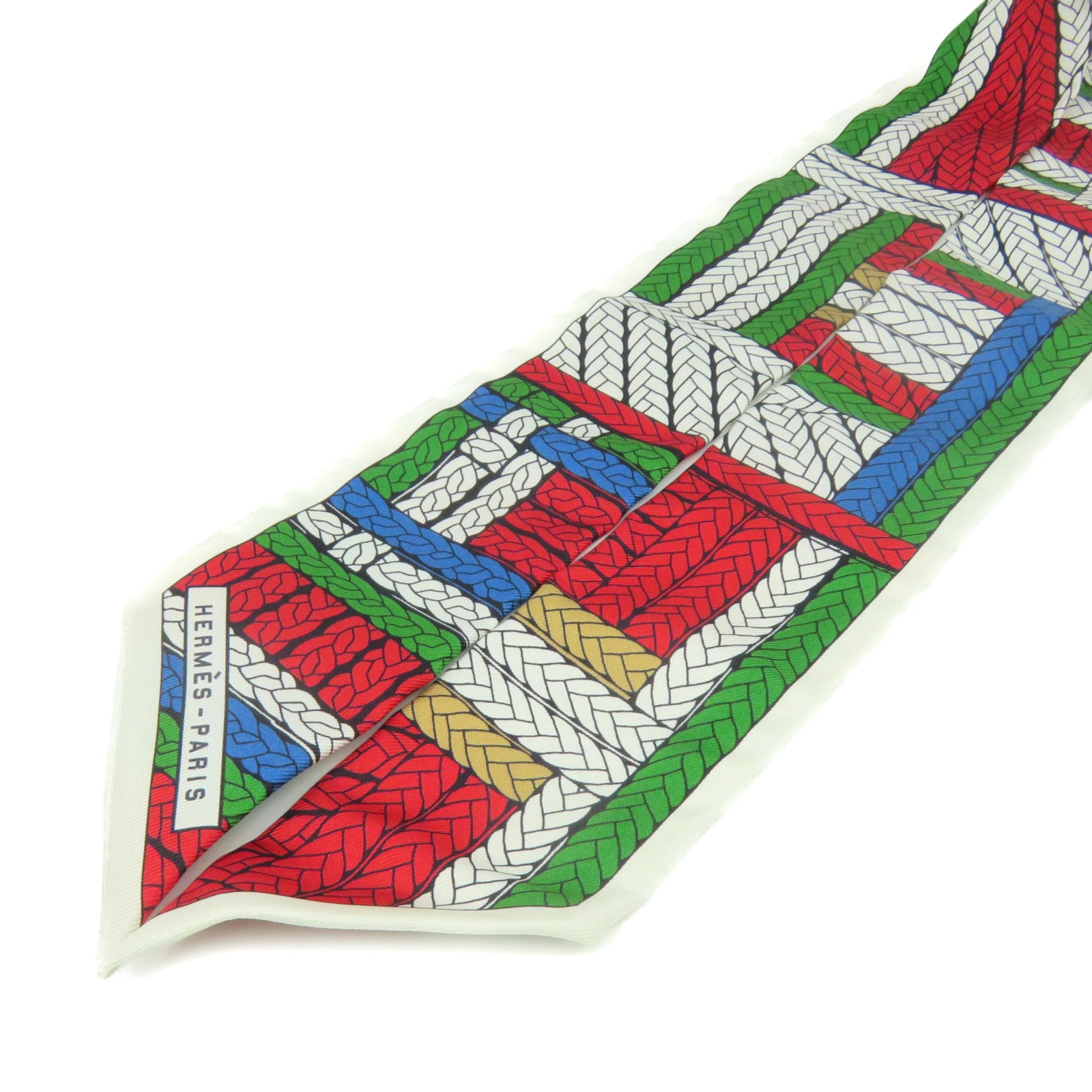 HERMES 絲質Twilly Scarf絲巾紅色/白色/綠色/啡色
