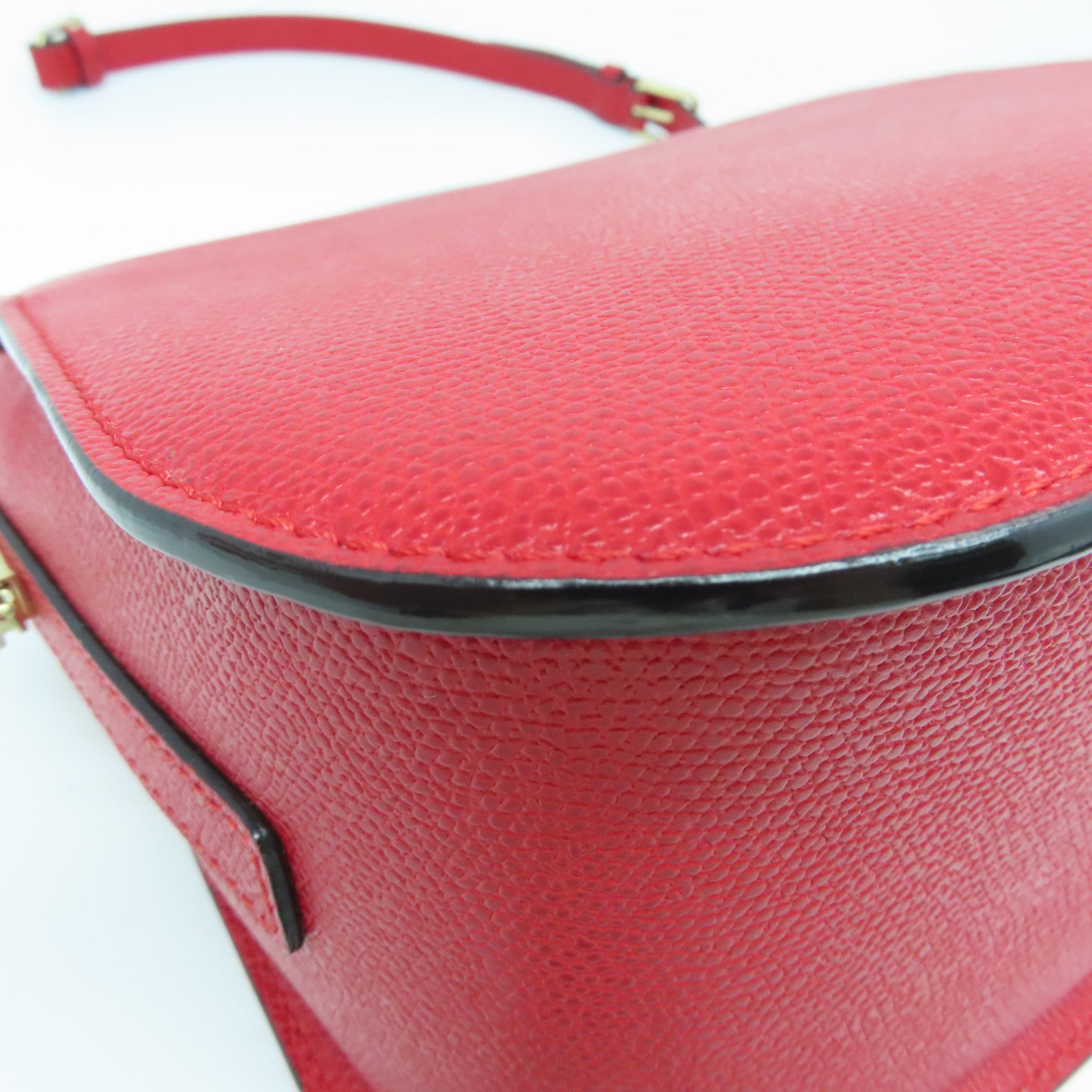 SELECTION 【激減優惠】牛皮皮革Iside Crossbody 2Way Shoulder Bag金扣手挽肩背兩用袋紅色