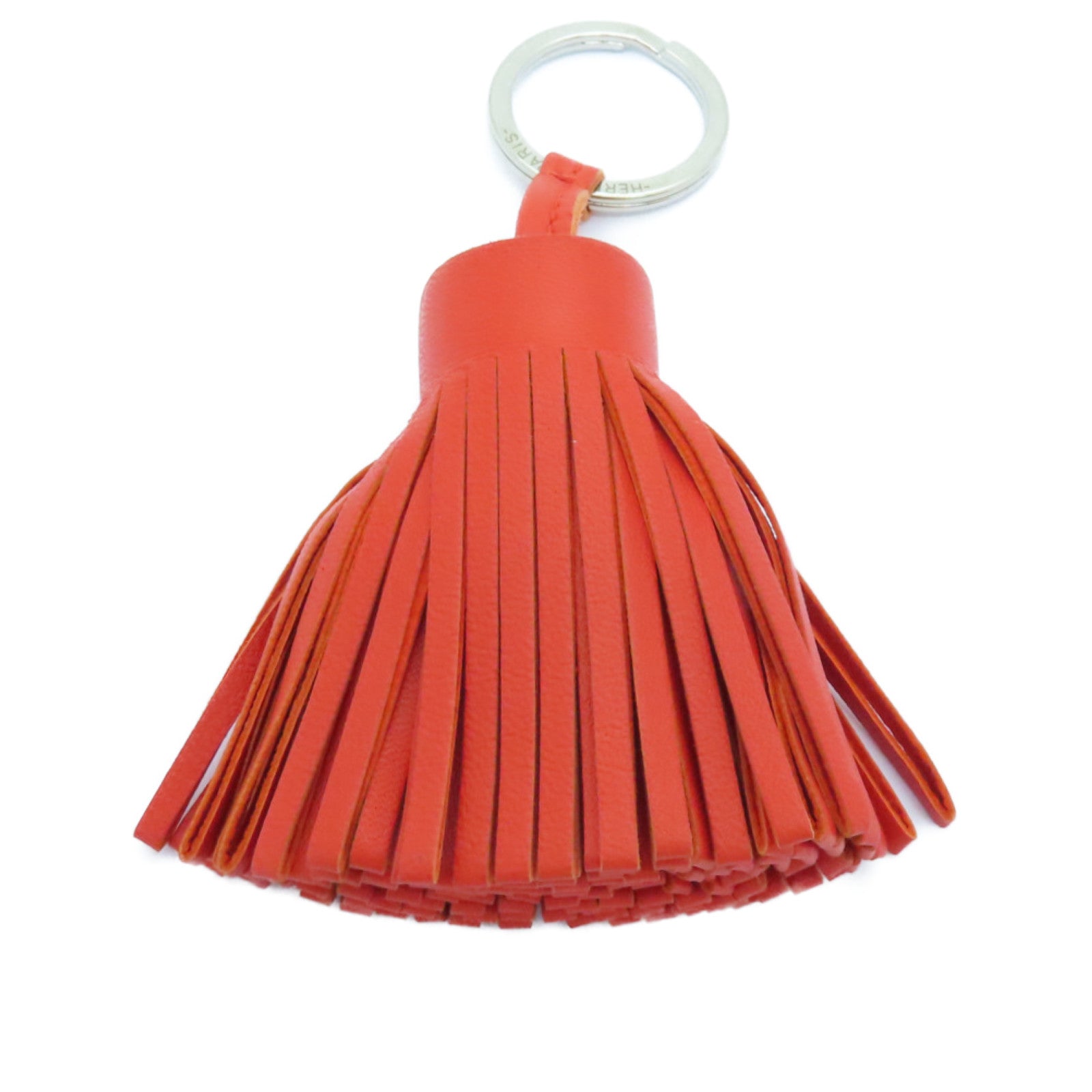 HERMES Swift皮革Carmen银扣挂饰Capucine红色
