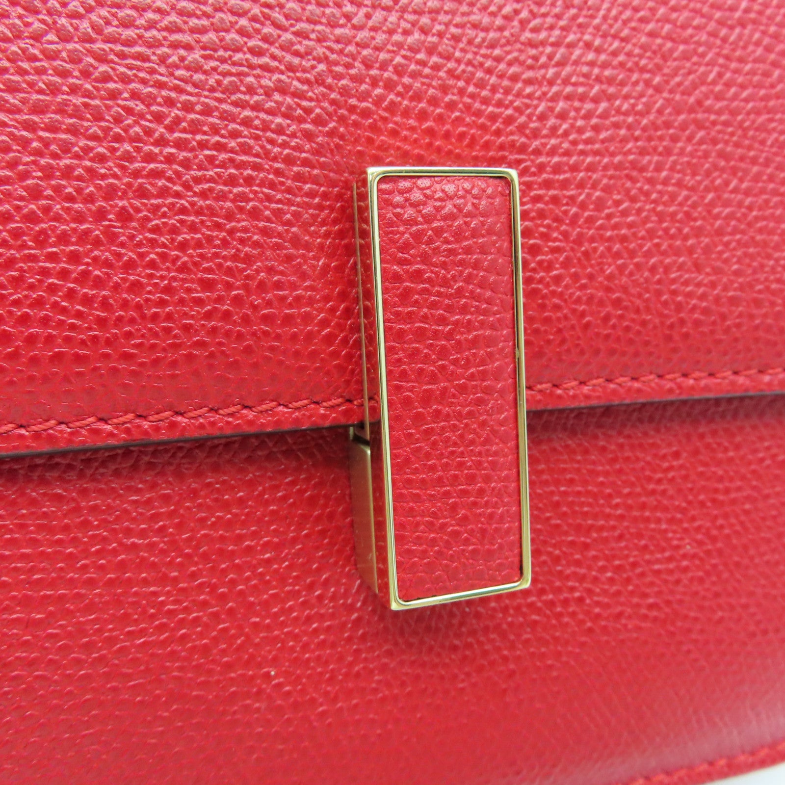 SELECTION 【激減優惠】牛皮皮革Iside Crossbody 2Way Shoulder Bag金扣手挽肩背兩用袋紅色