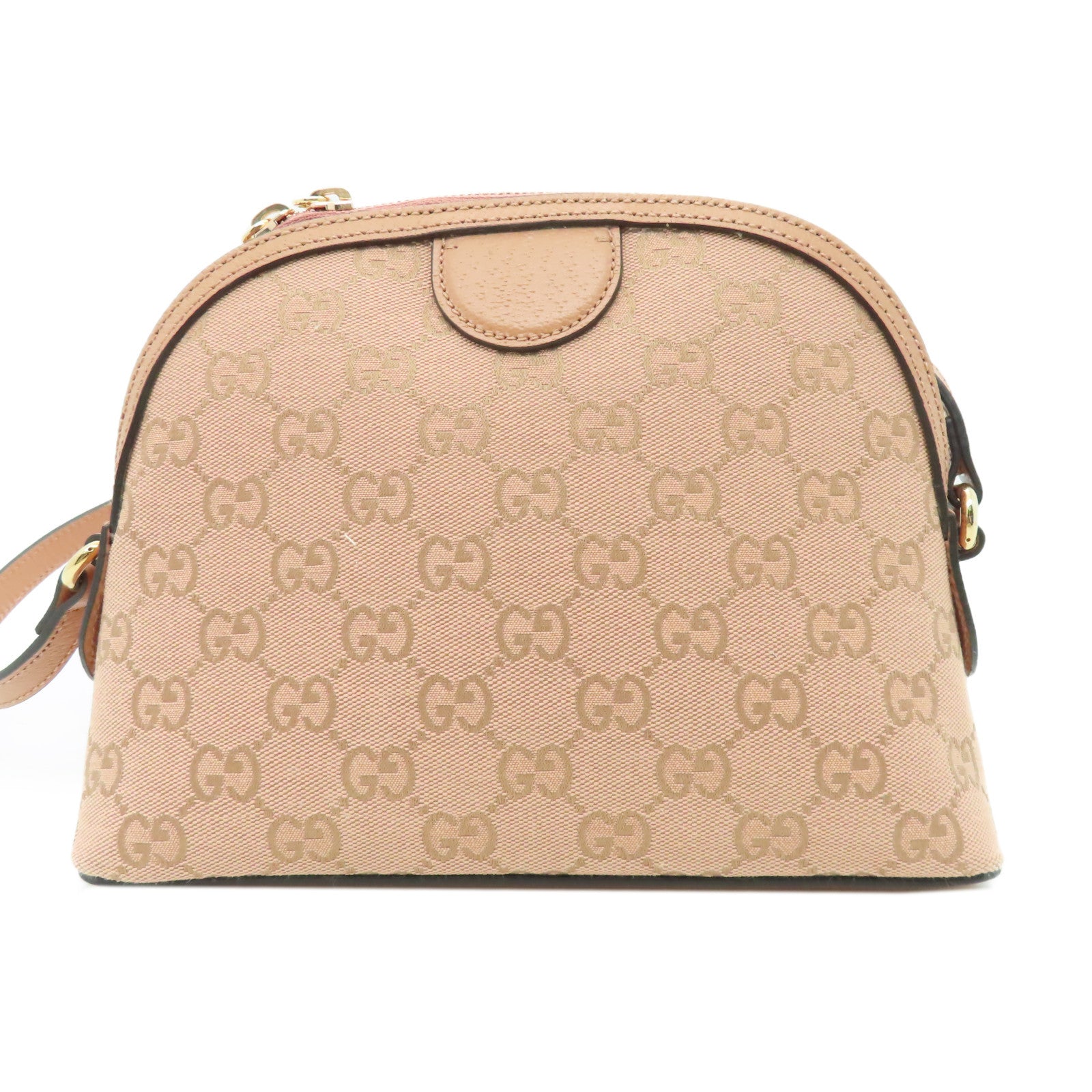 GUCCI 帆布Ophidia GG金扣肩背袋粉紅色