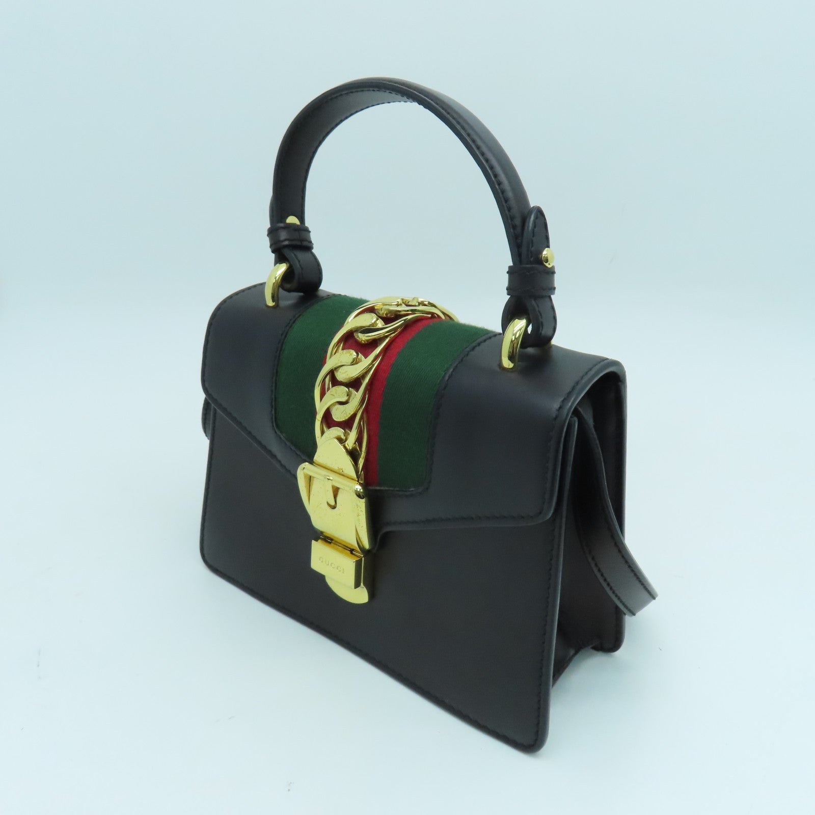 GUCCI 牛皮皮革2 Way Shoulder金扣手挽肩背兩用袋黑色