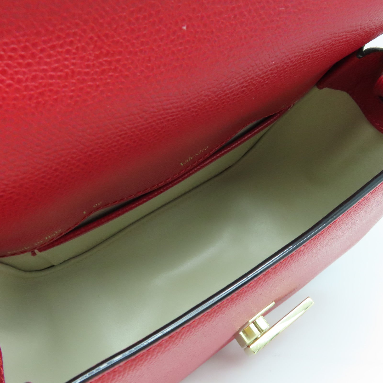 SELECTION 【激減優惠】牛皮皮革Iside Crossbody 2Way Shoulder Bag金扣手挽肩背兩用袋紅色