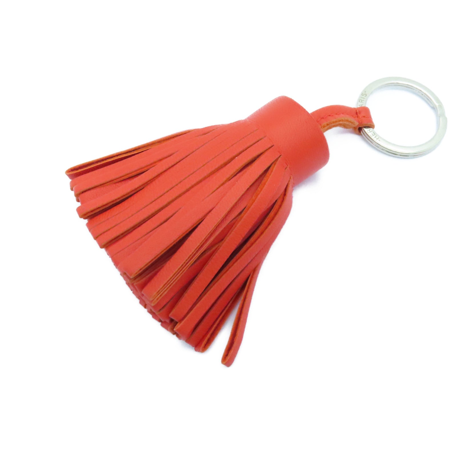 HERMES Swift皮革Carmen银扣挂饰Capucine红色