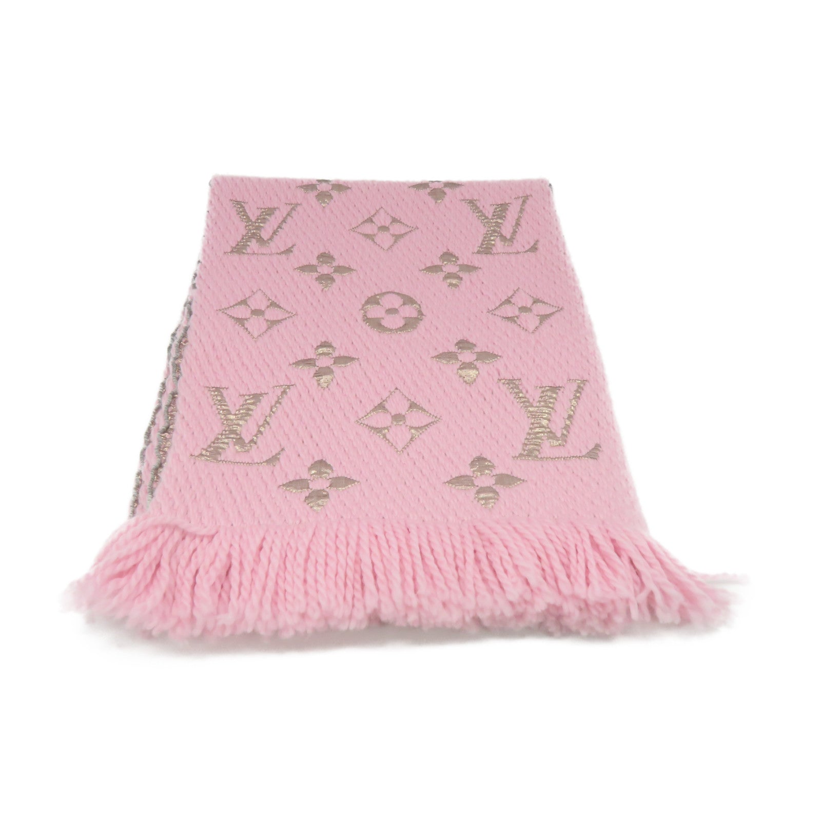 LOUIS VUITTON 羊毛/絲質/聚酯質Muffler圍巾粉紅色/銀色