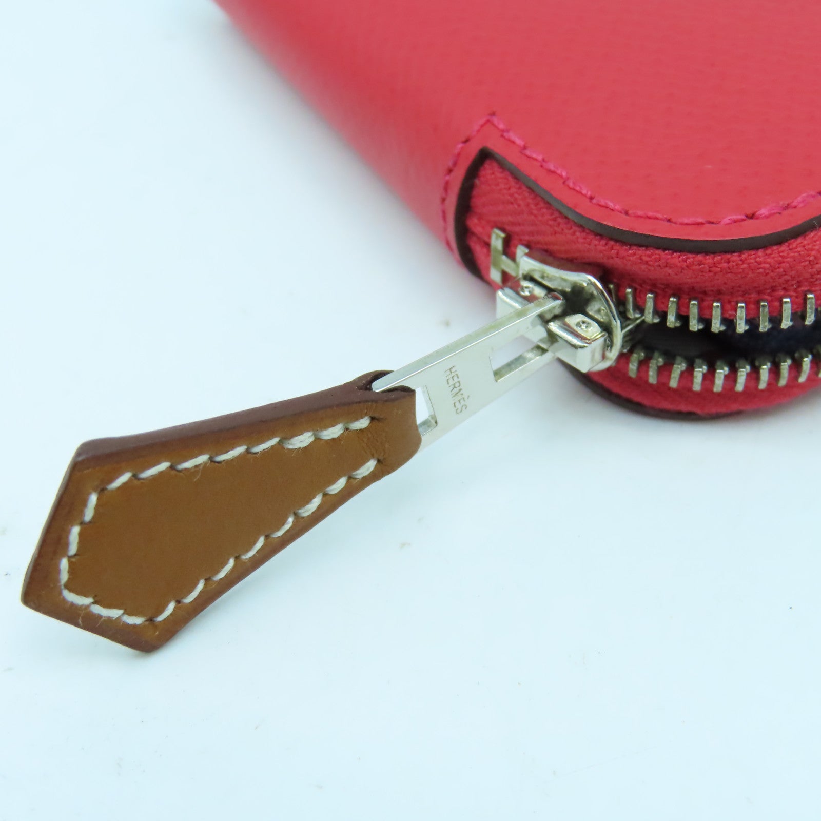 HERMES Epsom皮革Bastia Coins銀扣零錢包紅色