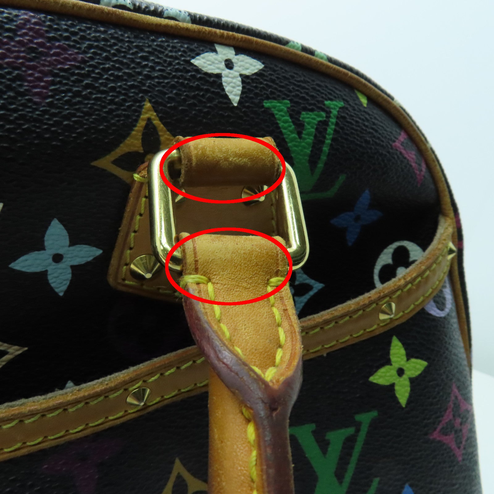 LOUIS VUITTON Monogram Multicolore Trouville Gold Buckle Hand Bag Black
