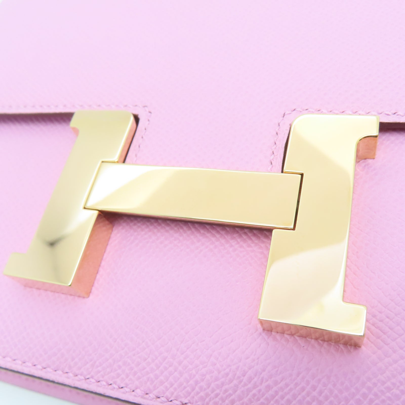 HERMES Veau Epsom皮革Constance 24金扣肩背袋锦葵紫色