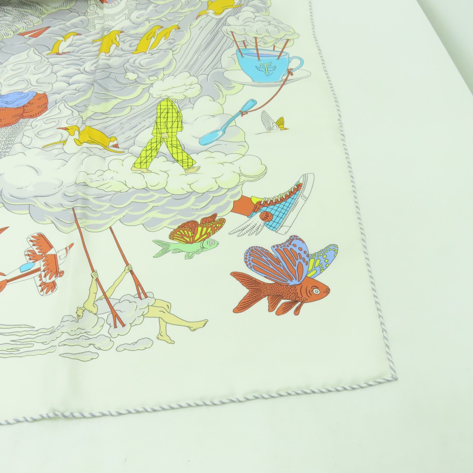 HERMES 【激減優惠】絲質Scarf圍巾白色/彩色
