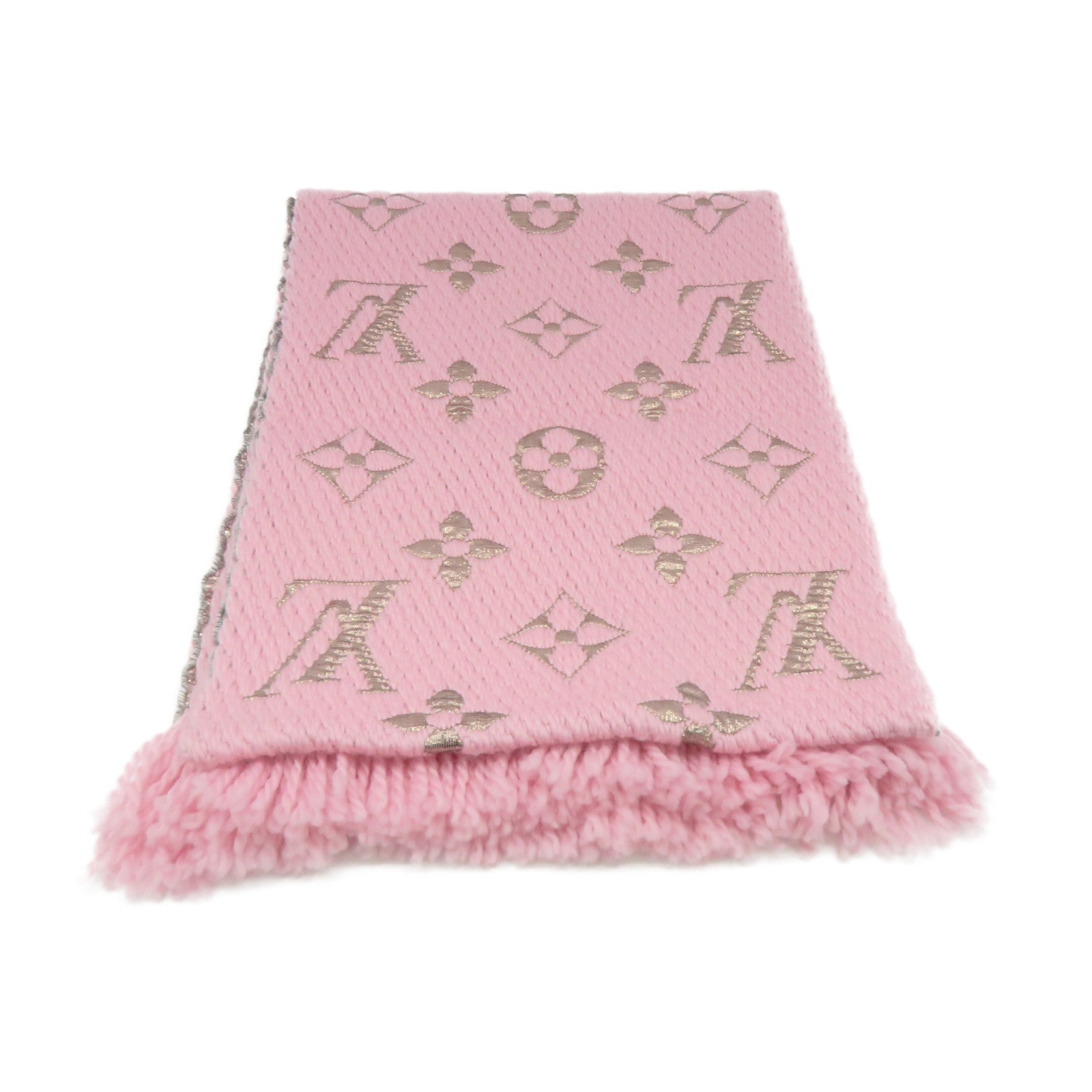 LOUIS VUITTON 羊毛/絲質/聚酯質Muffler圍巾粉紅色/銀色