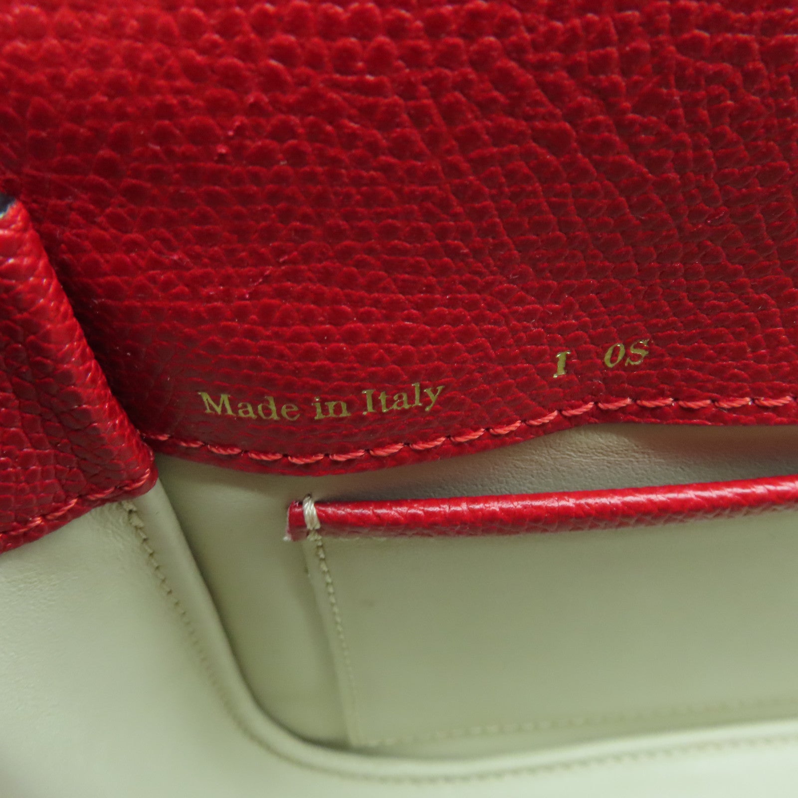 SELECTION 【激減優惠】牛皮皮革Iside Crossbody 2Way Shoulder Bag金扣手挽肩背兩用袋紅色