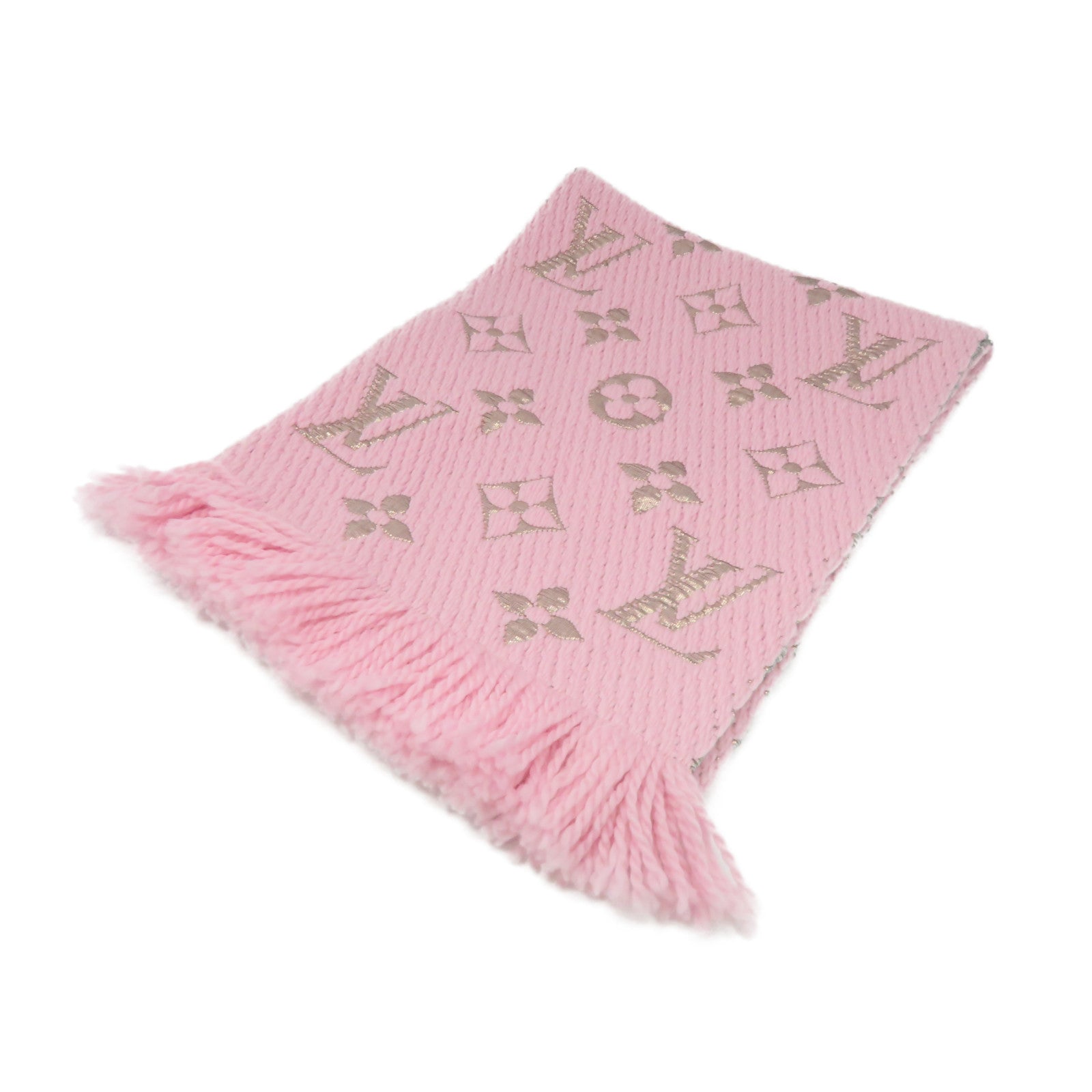 LOUIS VUITTON 羊毛/絲質/聚酯質Muffler圍巾粉紅色/銀色
